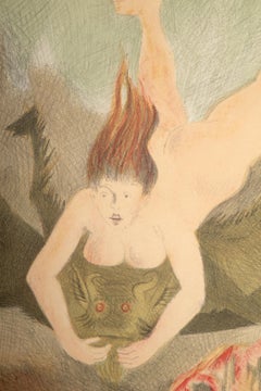 Dreamscape, Surrealist Nude Lithograph by Raphael Soyer