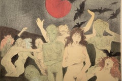 Nude in the Moon Light, Signed Surrealist Lithograph by Raphael Soyer