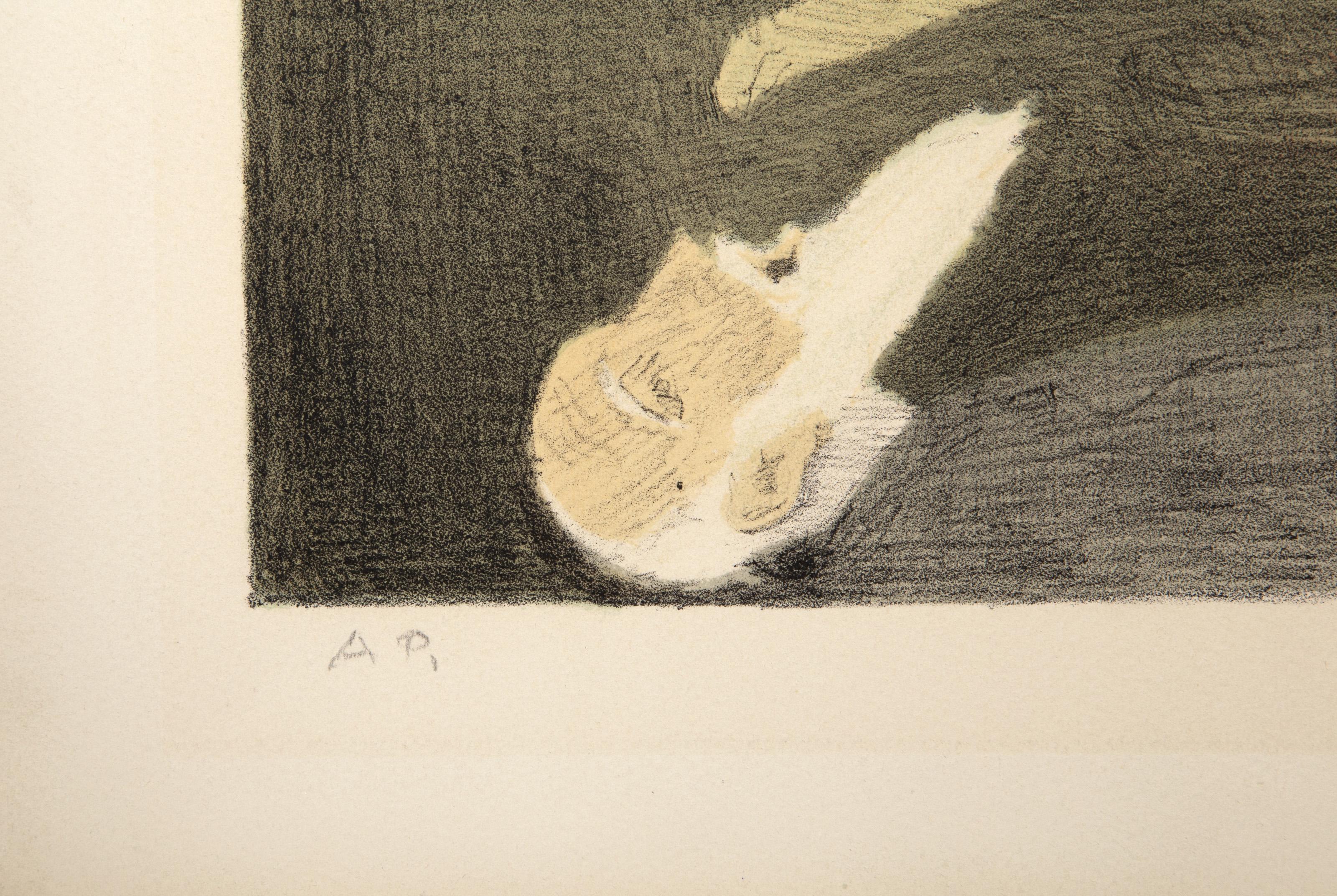 Nudo alla luce della luna, litografia surrealista firmata da Raphael Soyer in vendita 2