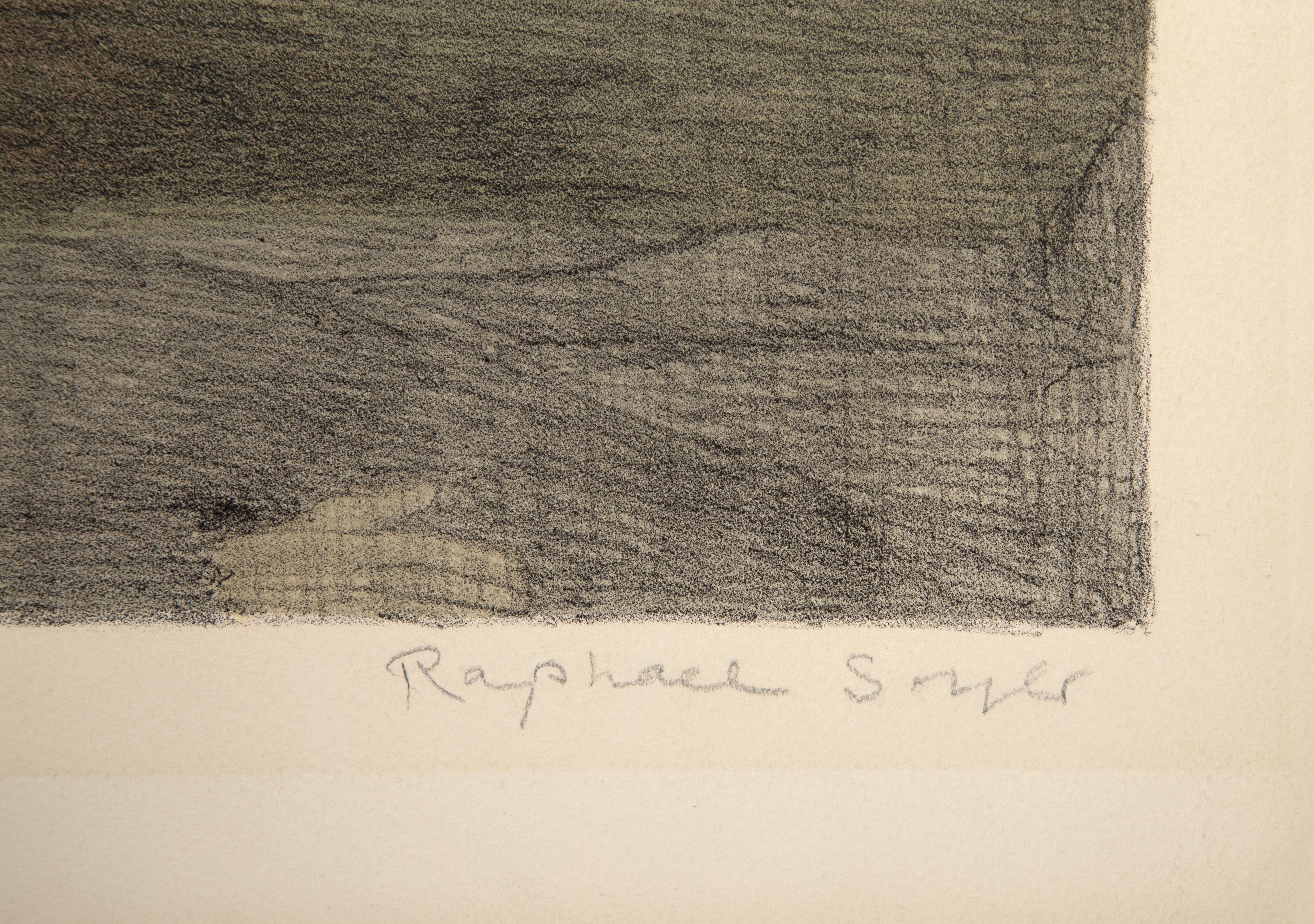 Nudo alla luce della luna, litografia surrealista firmata da Raphael Soyer in vendita 3