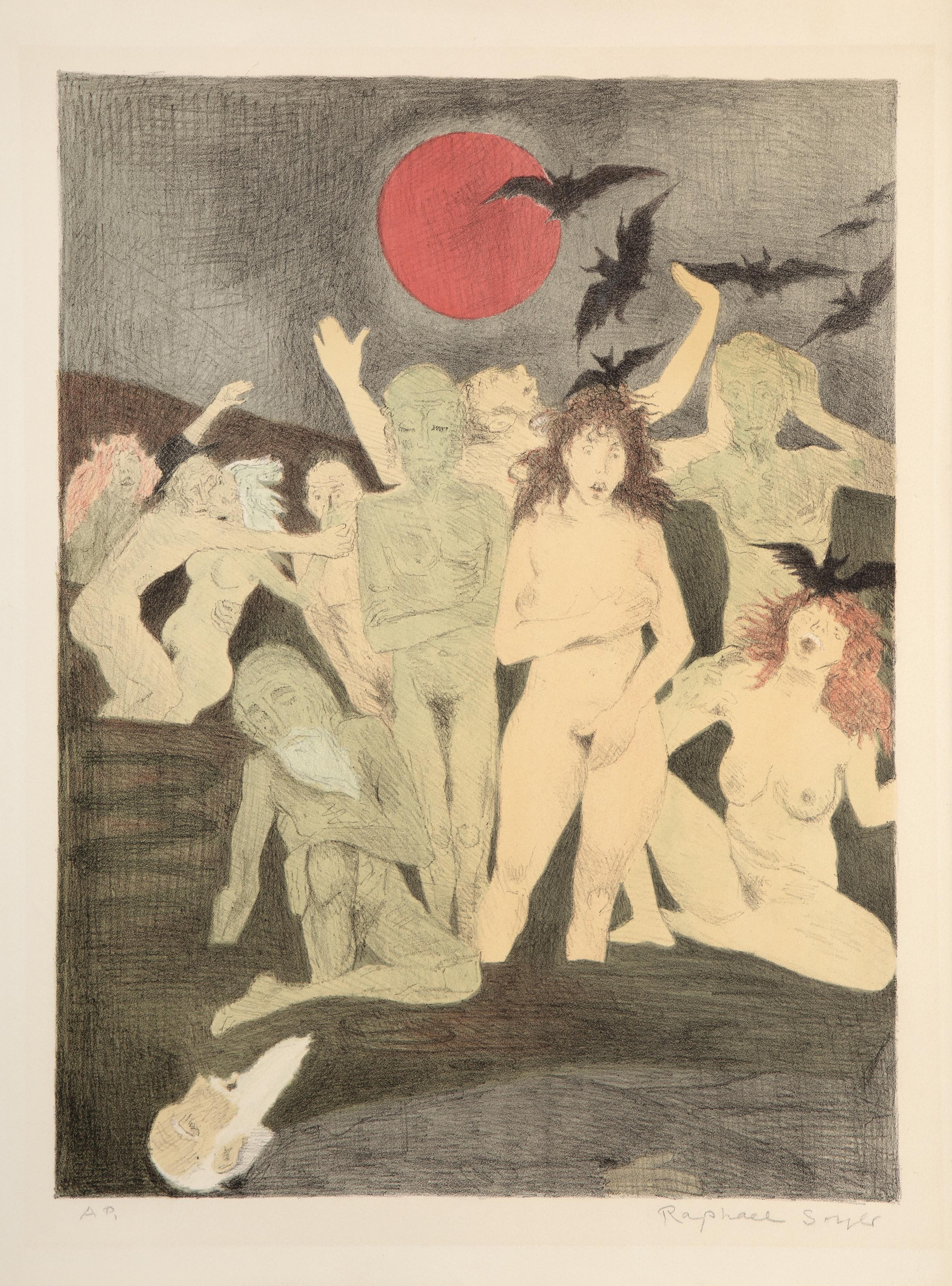 Raphael Soyer, russo/americano (1899 - 1987) -  Nudo alla luce della luna. Anno: 1970, Medium: Litografia, firmata e numerata a matita, Edizione: AP, Dimensioni immagine: 22,25 x 16,75 pollici, Dimensioni: 26,5 x 19,75 pollici (67,31 x 50,17 cm),