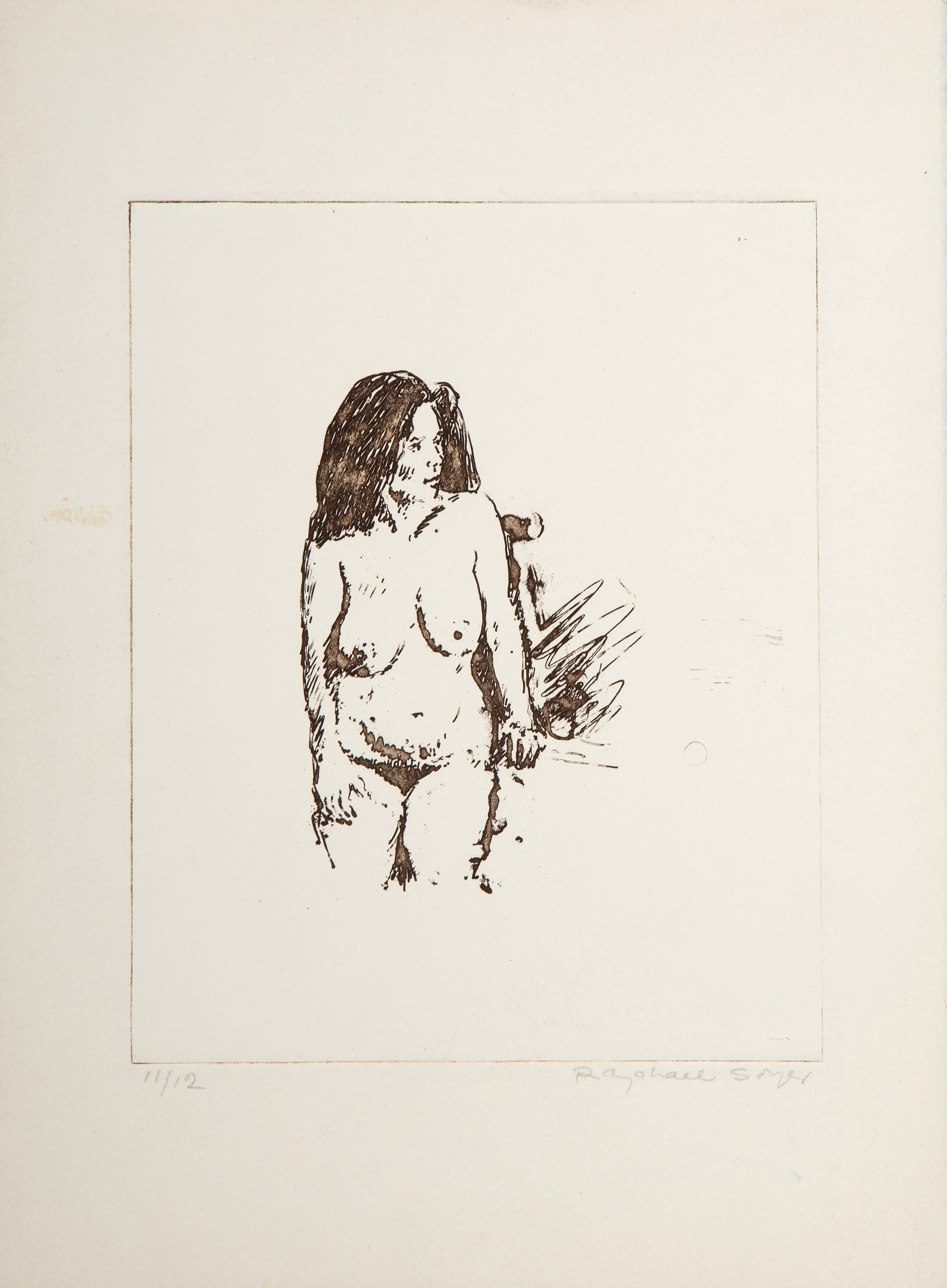 Raphael Soyer, Russian/American (1899 - 1987) -  Nude Study III. Medium: Etching, signed and numbered in pencil, Edition: 11/12, Image Size: 10 x 8 inches, Size: 15 x 11 in. (38.1 x 27.94 cm) 