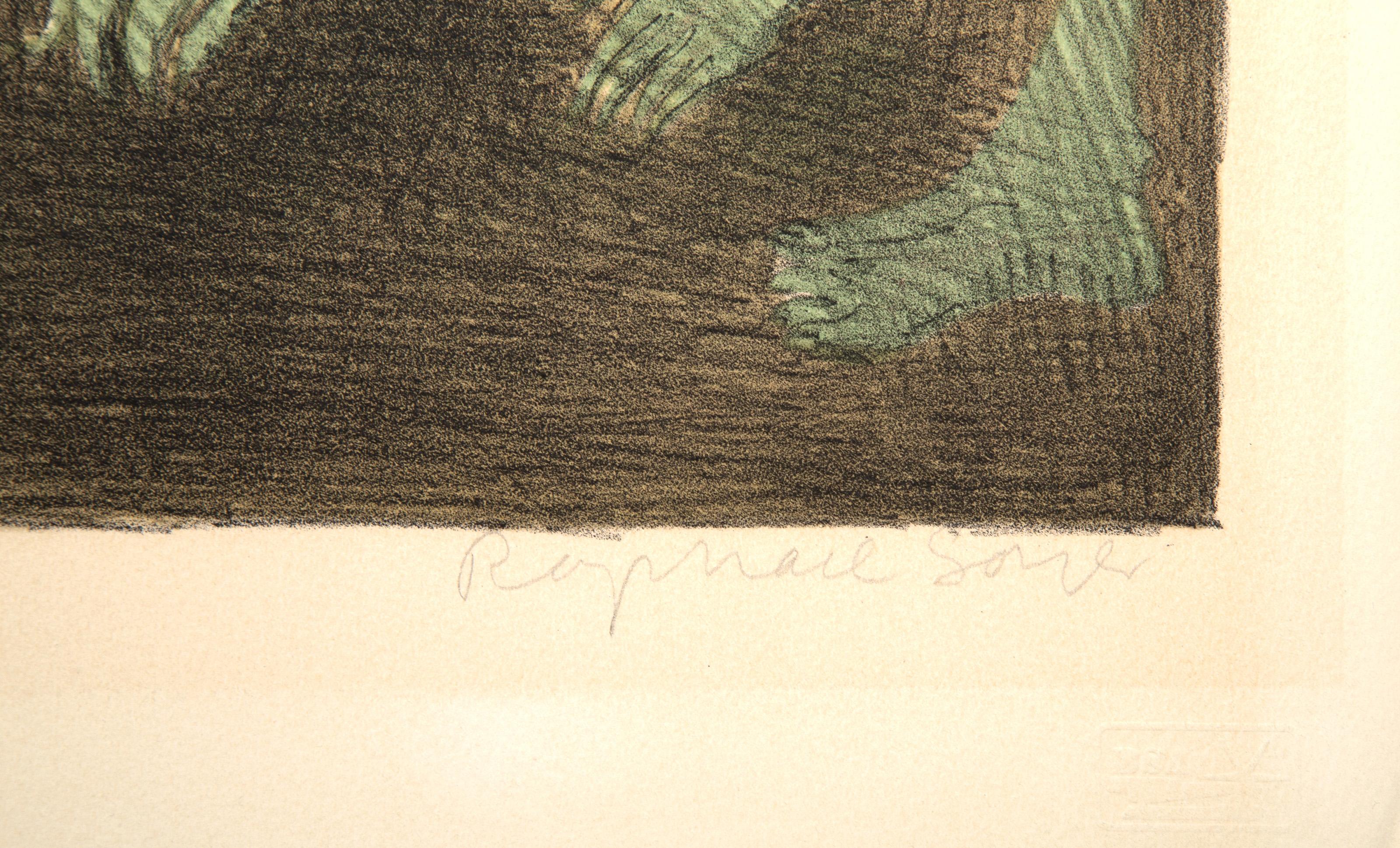 Akt mit Dämonen, surrealistische signierte Lithographie von Raphael Soyer im Angebot 3