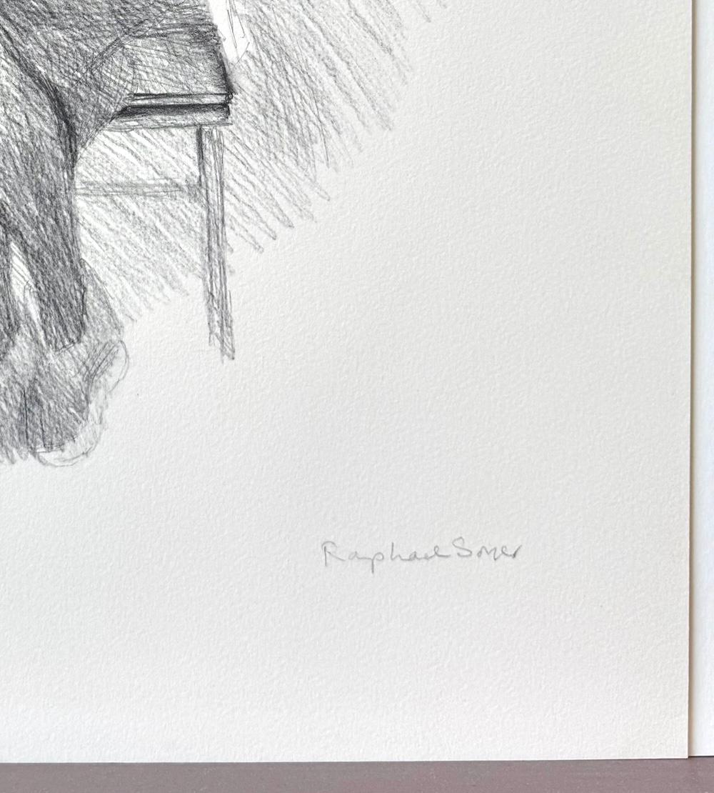 NURSING MOTHER, Signierte Lithographie, Realistische Zeichnung, Sitzende Frau beim Stillen im Angebot 1