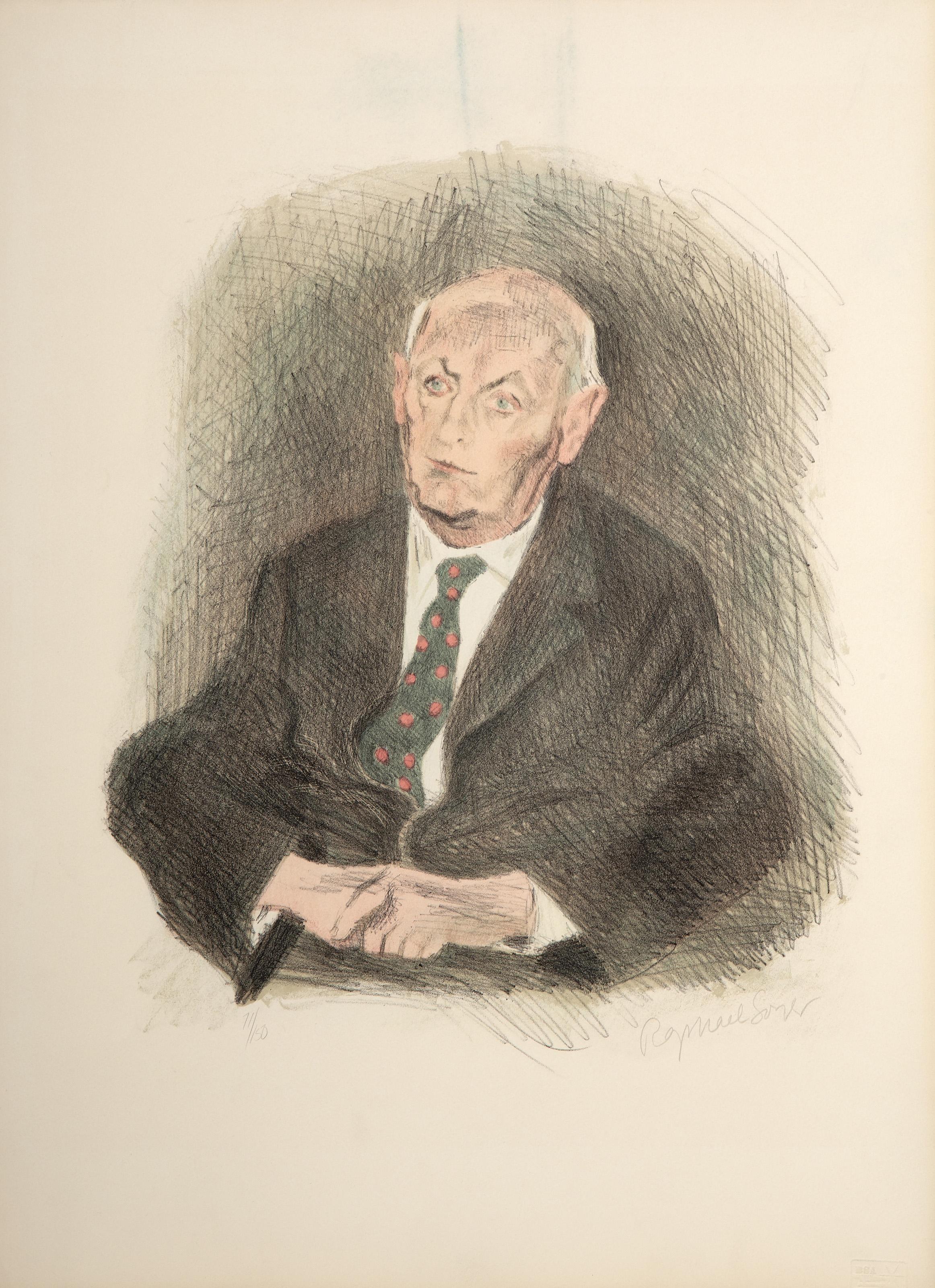 Raphael Soyer, Russian/American (1899 - 1987) -  Portrait of Isaac. Year: 1970, Medium: Lithograph, signed and numbered in pencil, Edition: 71/150, Size: 26 x 19 in. (66.04 x 48.26 cm), Publisher: Touchstone Publishers, NY 