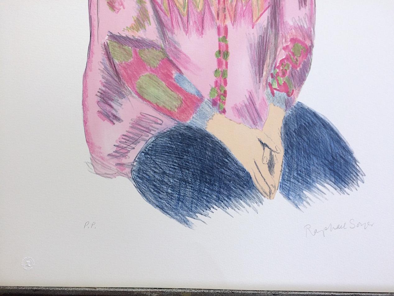 Ritratto di Liz è una litografia originale di Raphael Soyer, il famoso pittore, disegnatore e stampatore realista americano di origine russa. Stampato su carta d'archivio Arches, 100% carta priva di acidi.  Ritratto di Liz è un sensibile ritratto
