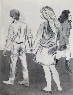 Raphael Soyer Original Etching Circa 1970's - “Holding Hands”