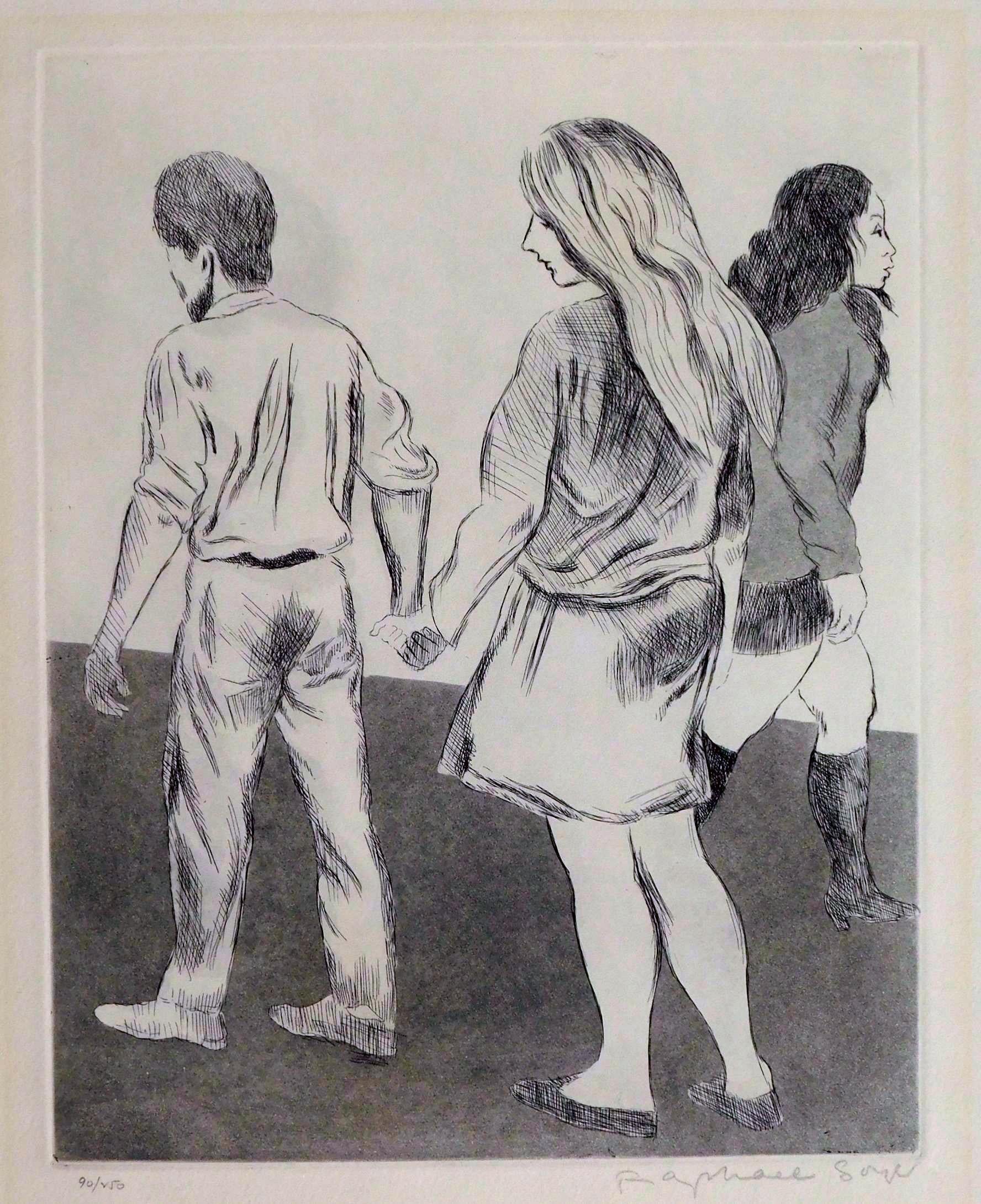 Raphael Soyer Original Etching Circa 1970's - “Holding Hands” For Sale 2