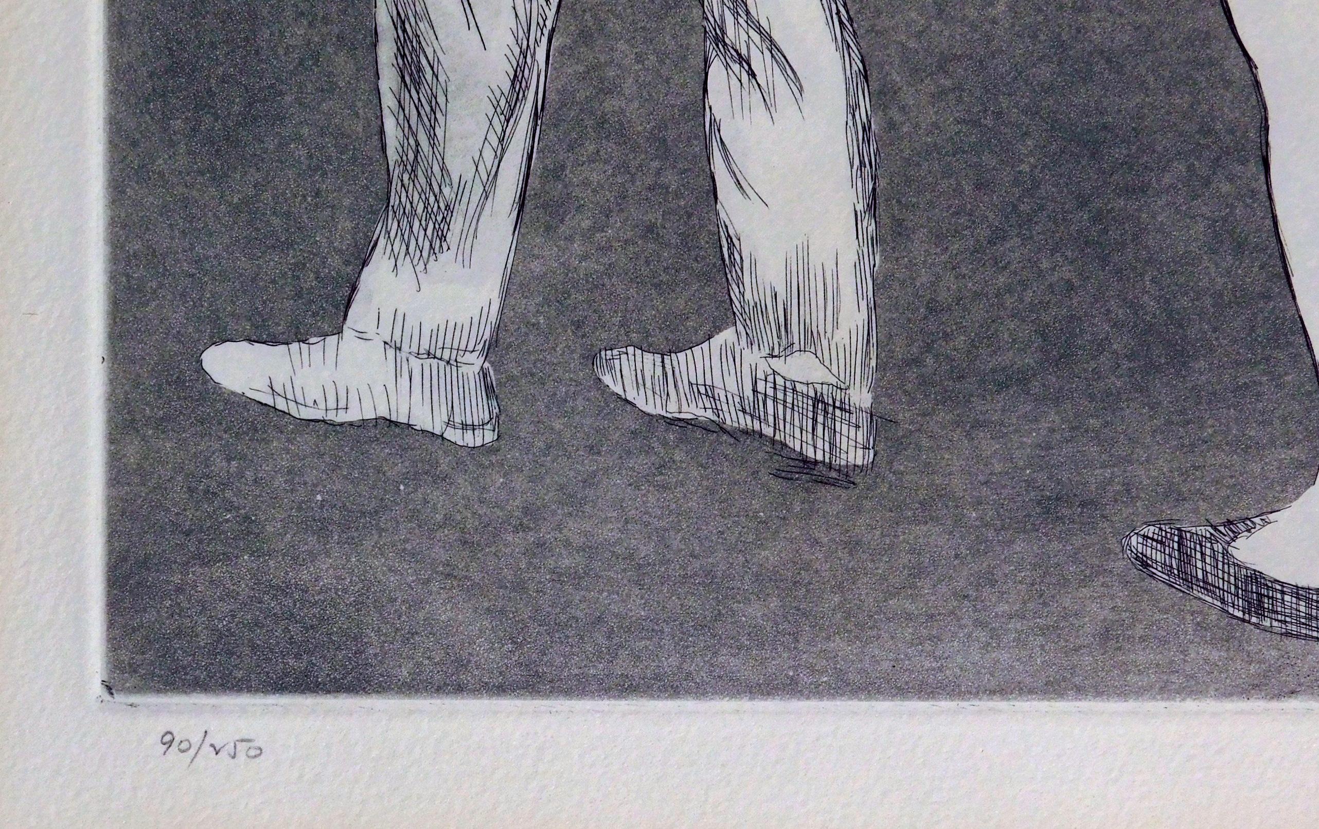 Raphael Soyer Original Etching Circa 1970's - “Holding Hands” For Sale 4