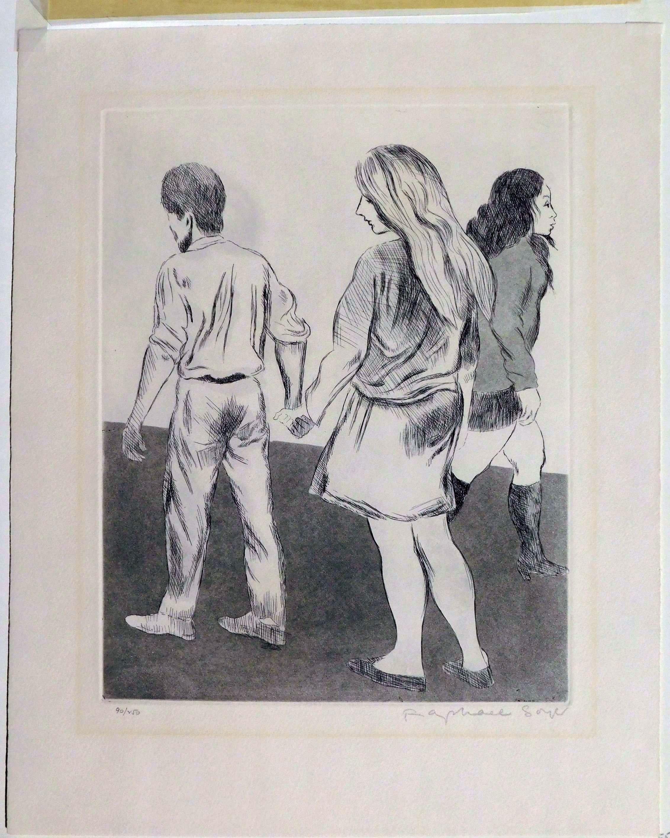 Raphael Soyer Original Etching Circa 1970's - “Holding Hands” For Sale 5