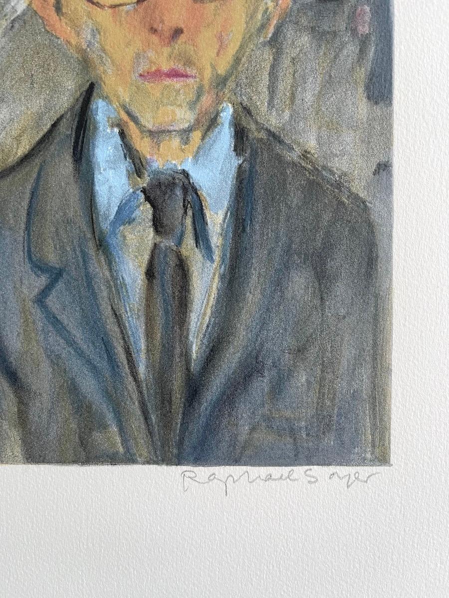 Raphael Soyer Autorretrato, Litografía firmada, Hombre con sombrero, chaqueta gris, Realismo en venta 5