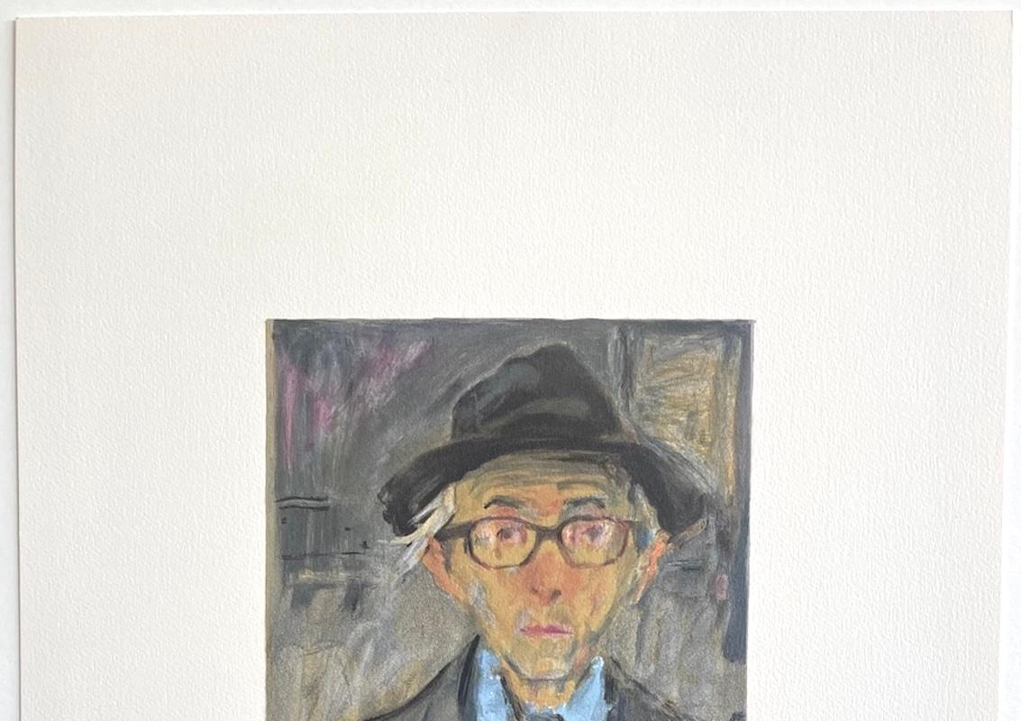 Raphael Soyer Autorretrato, Litografía firmada, Hombre con sombrero, chaqueta gris, Realismo en venta 6