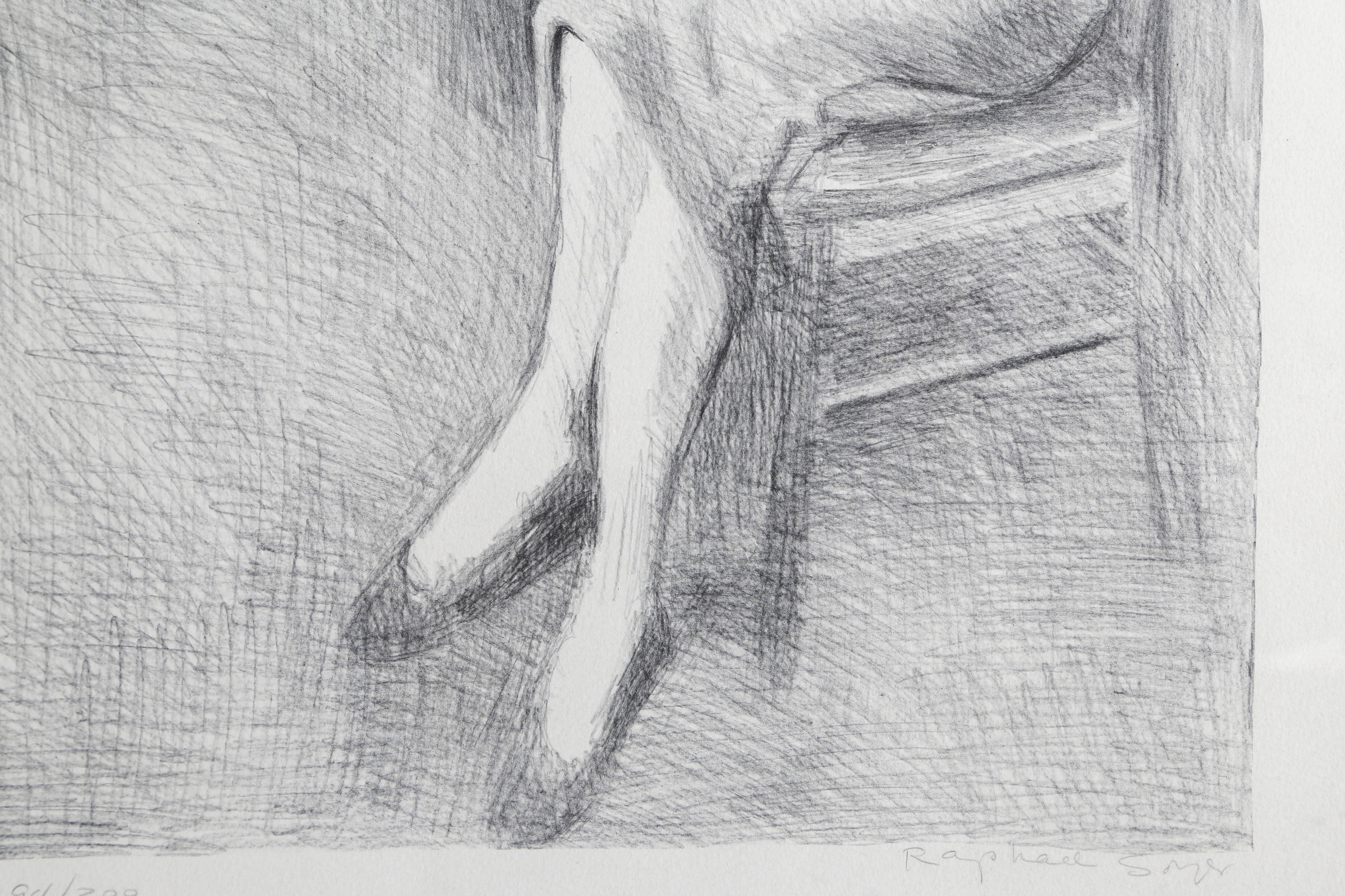 Seated Woman Near A Bed is a limited edition lithograph by the artist Raphael Soyer - Russian/American Social Realism Painter. Printed using traditional hand lithography techniques on archival Arches printmaking paper. A realistic image depicting a