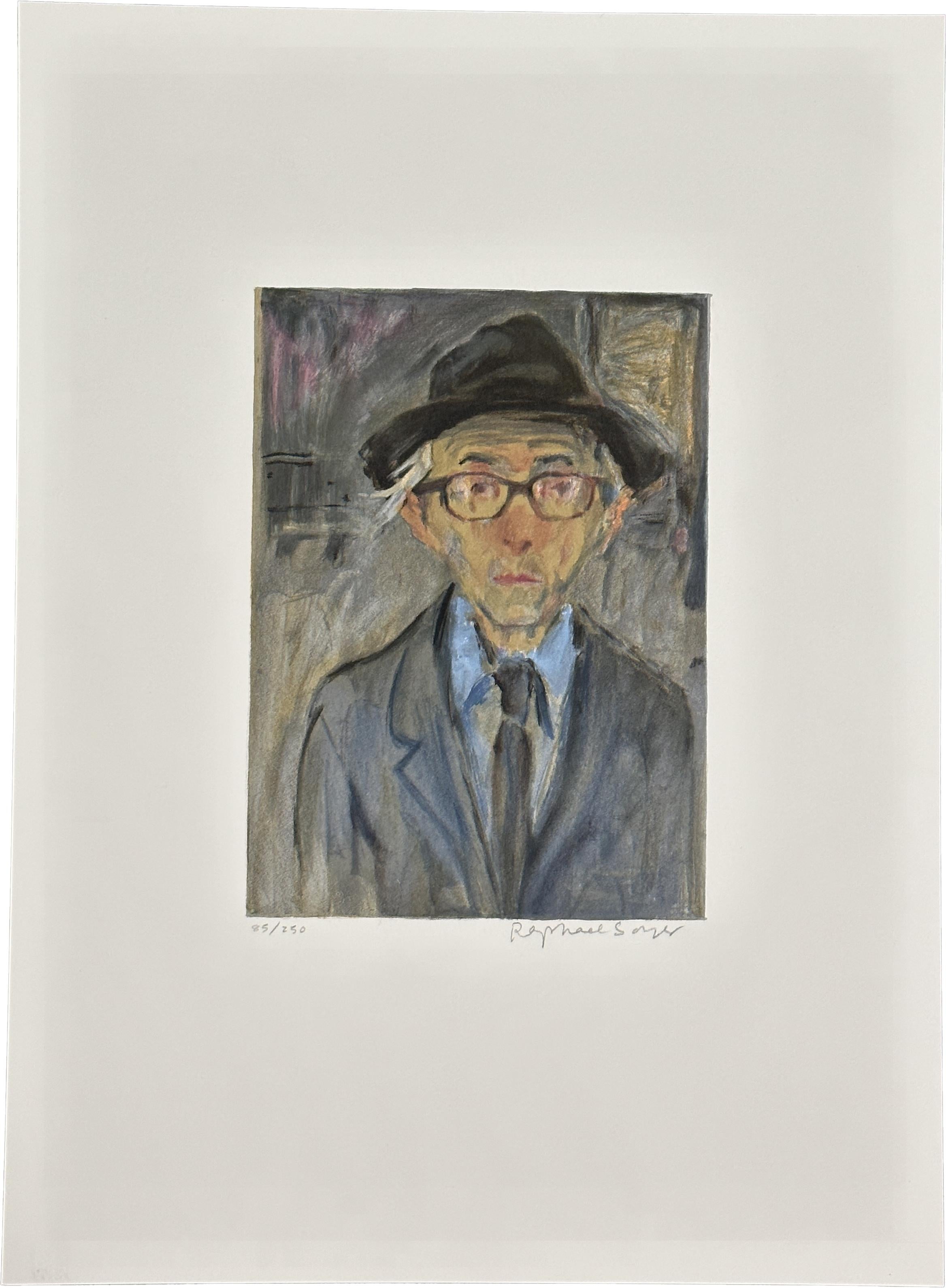 Raphael Soyer Portrait Print - Self Portrait 1979 Signed Limited Edition Lithograph