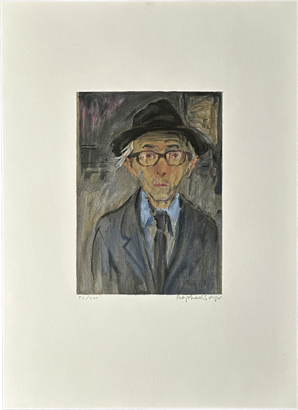 Raphael Soyer Portrait Print - Self Portrait 1980 Signed Limited Edition Lithograph