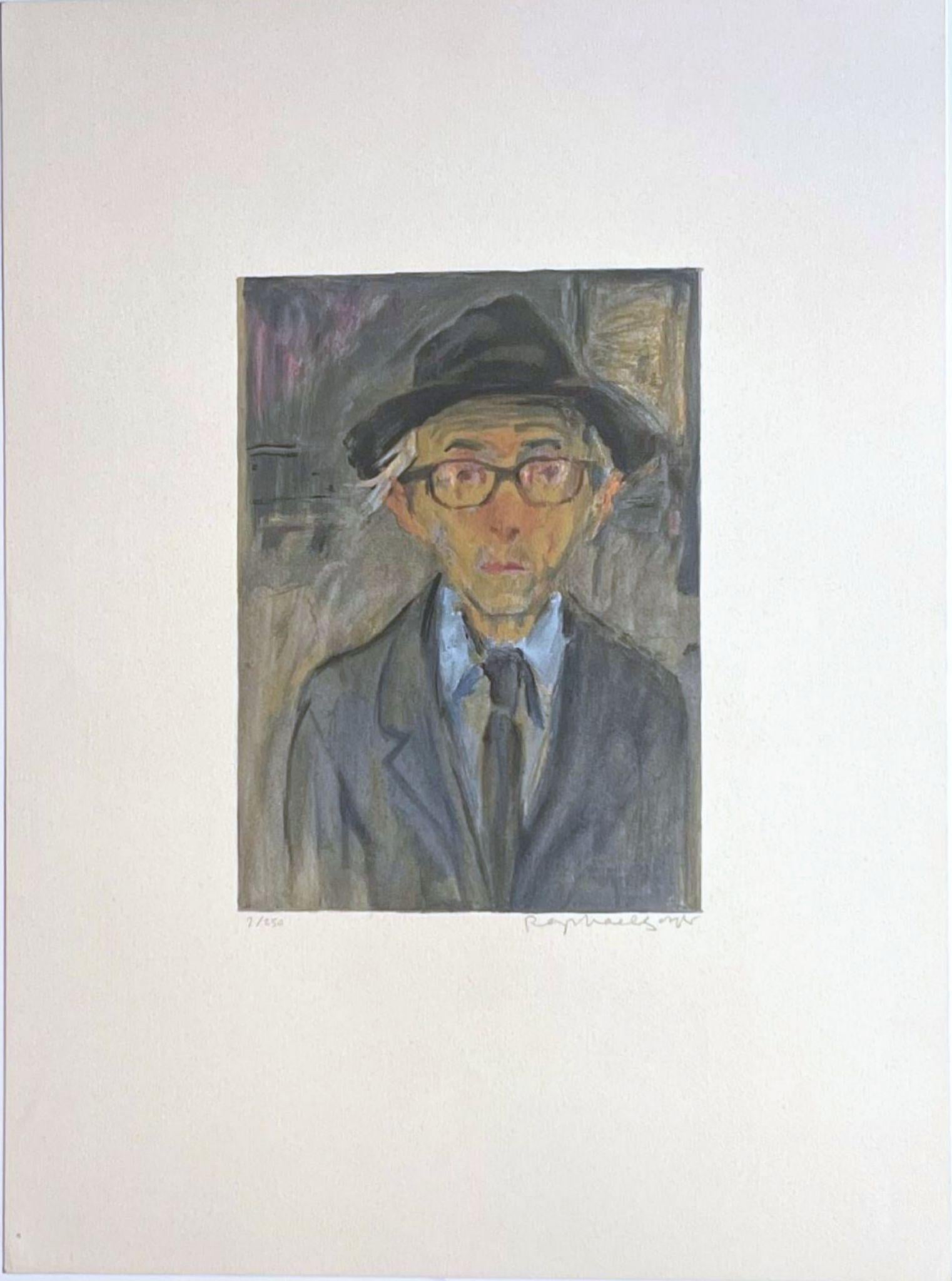 Self-Portrait, litografia su carta intelata, firmato a matita 7/250, realismo senza cornice - Print di Raphael Soyer