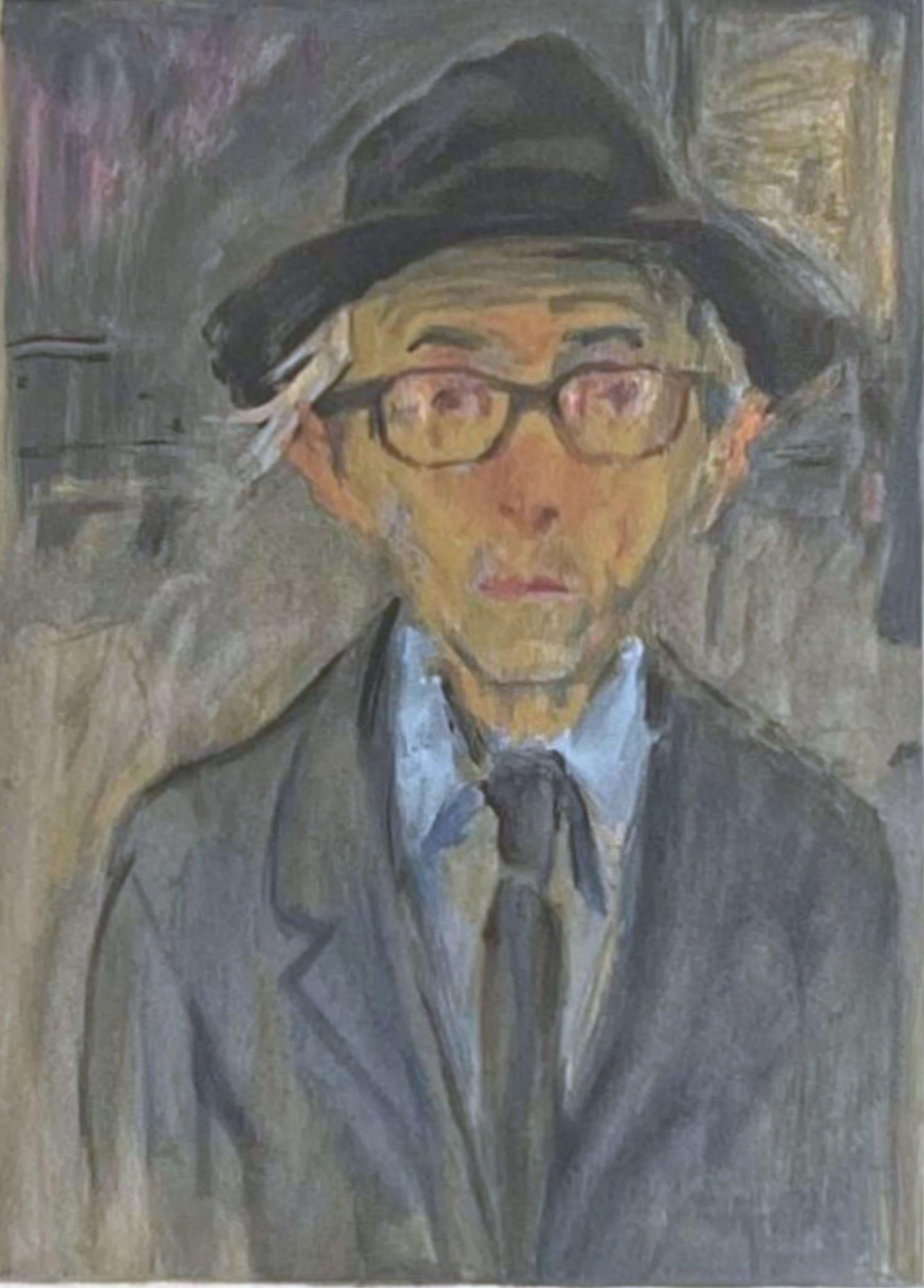 Portrait Print di Raphael Soyer - Self-Portrait, litografia su carta intelata, firmato a matita 7/250, realismo senza cornice