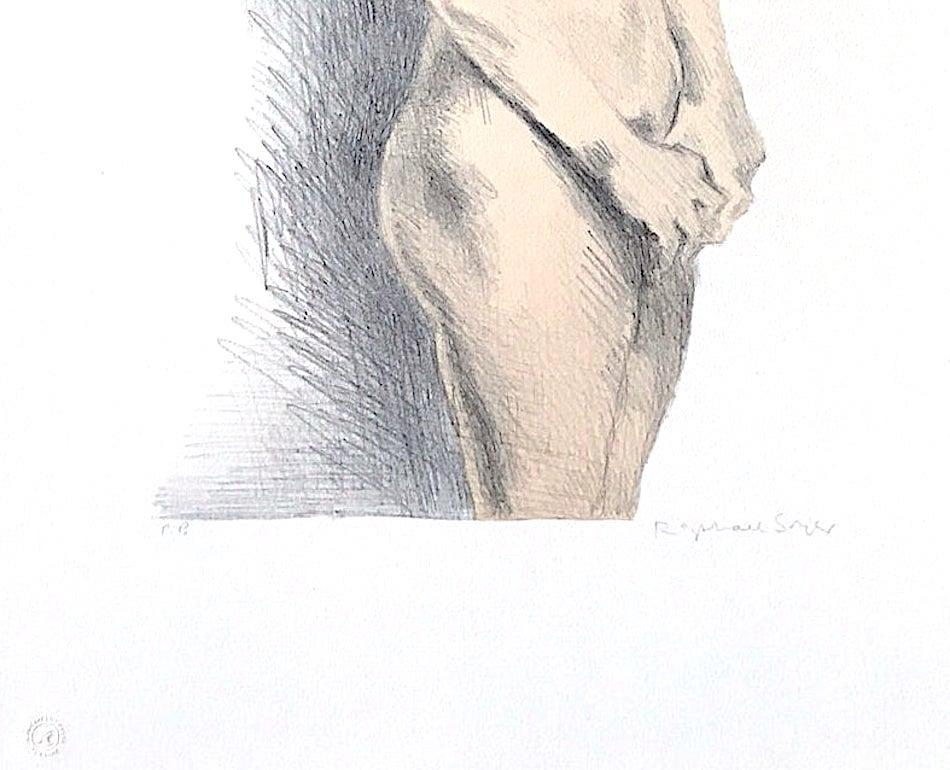 STANDING NUDE Signierte Lithographie, Realismus-Porträt einer jungen Frau, Figurenzeichnung (Grau), Figurative Print, von Raphael Soyer
