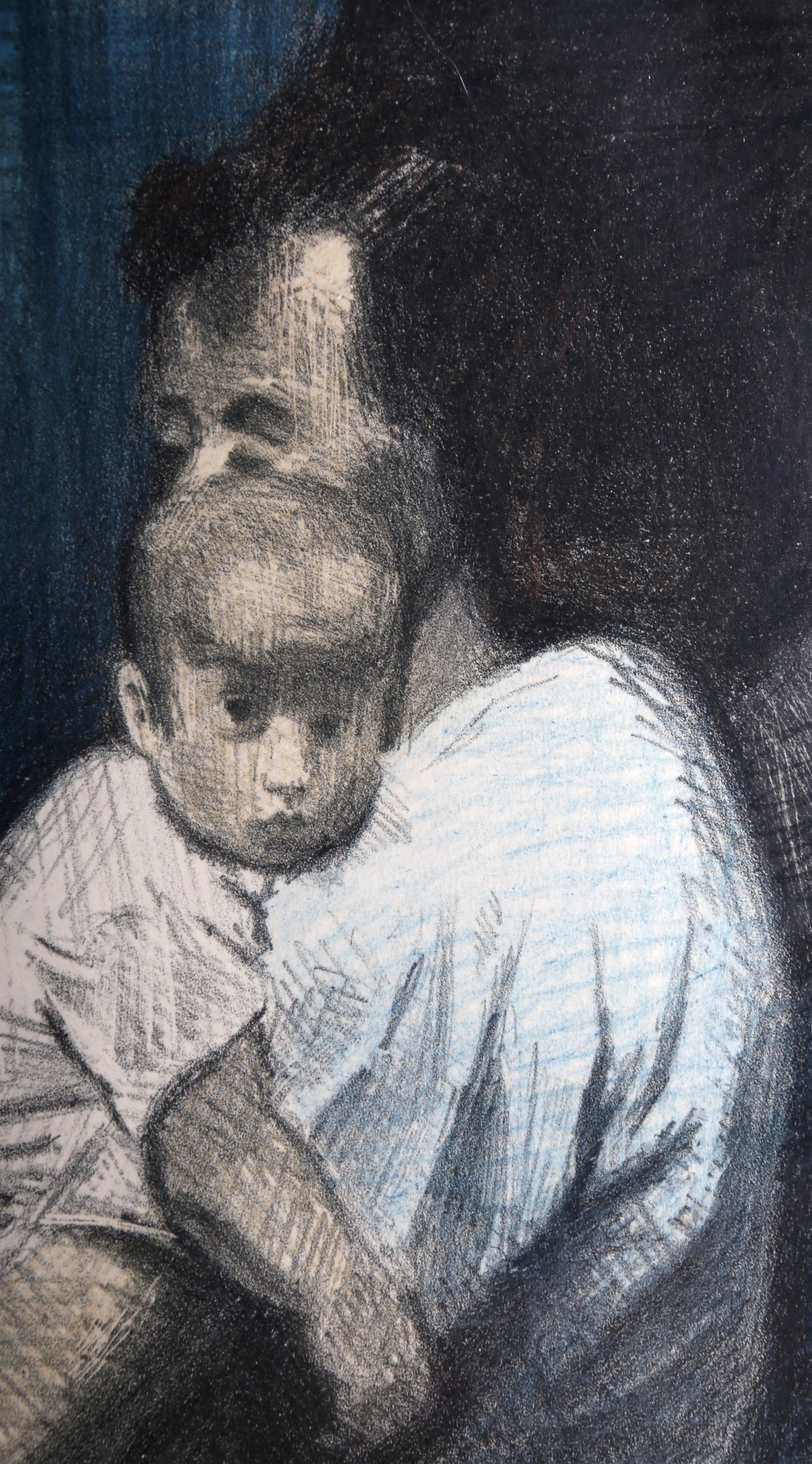 Deux femmes et un enfant, lithographie de Raphael Soyer en vente 2