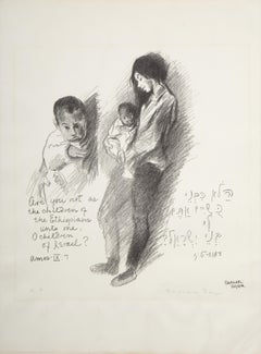 Femme et enfant, lithographie de Raphael Soyer