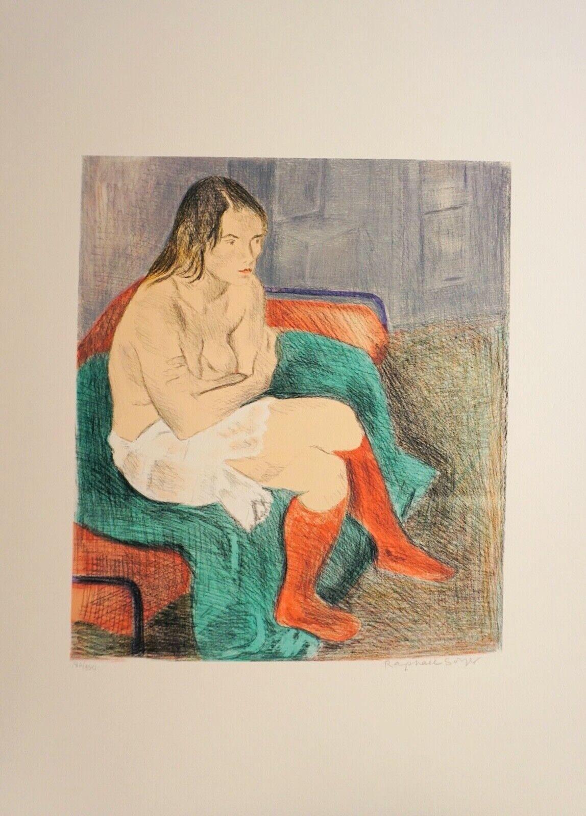 Portfolio de la femme en bas rouge (2 lithographies) - Contemporain Print par Raphael Soyer