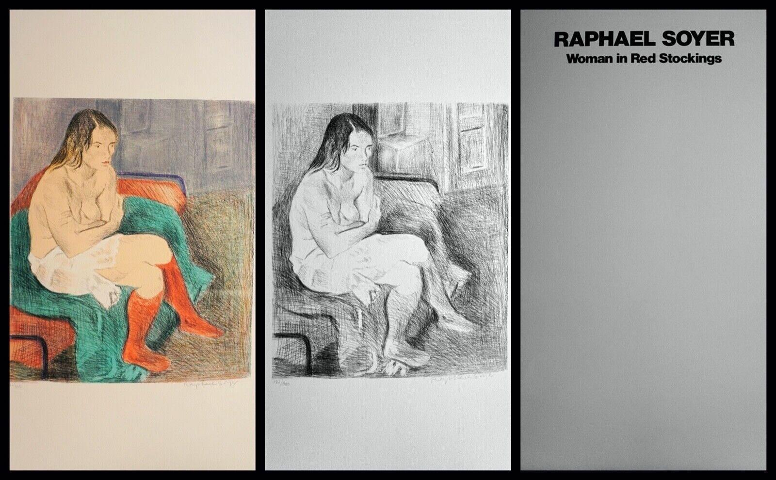 Raphael Soyer Print - Woman in Red Stockings Portfolio (2 lithographs)