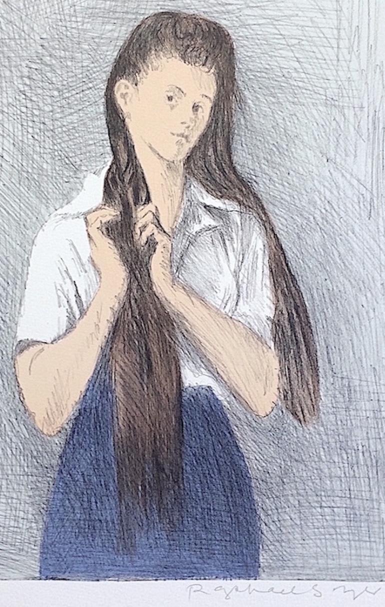 renoir girl braiding her hair