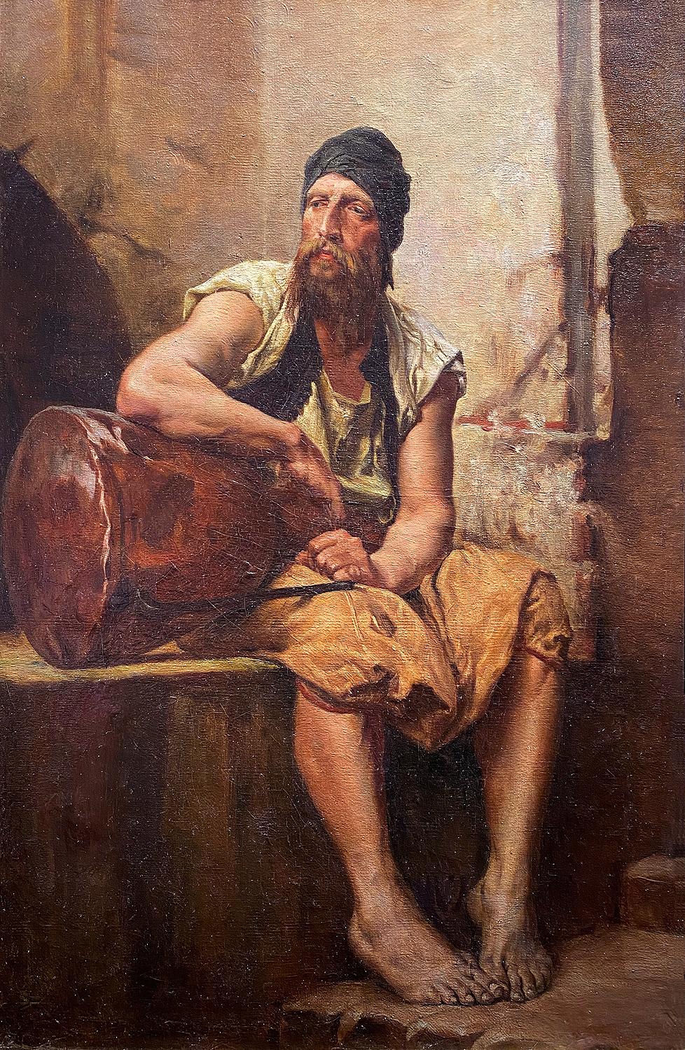 Raphael von Ambros Figurative Painting - The Water Carrier, 19th Century Orientalist Oil Painting