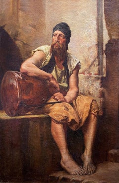 The Water Carrier, 19th Century Orientalist Oil Painting
