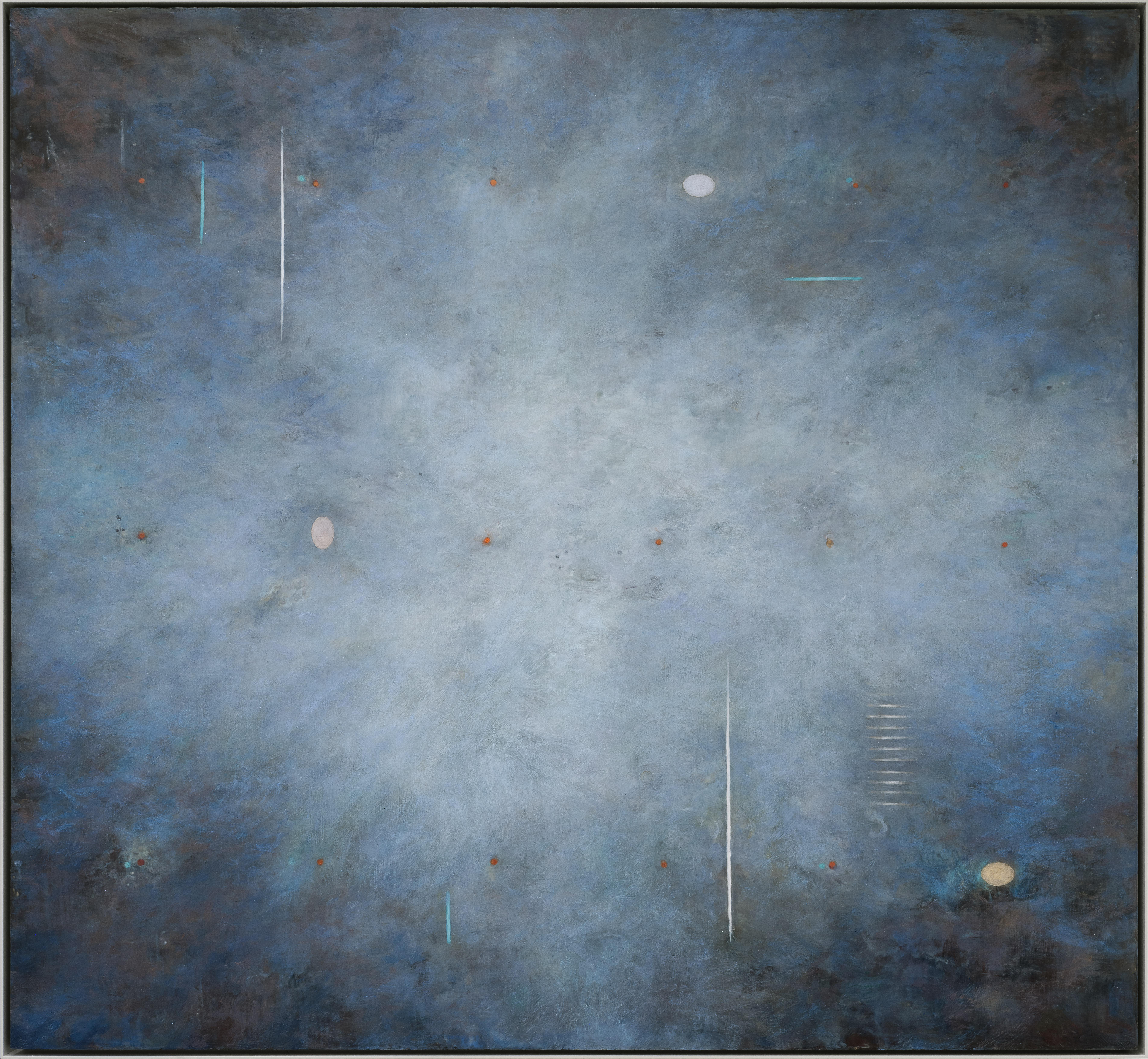 Noches del desierto, 2023, encáustica enmarcada y óleo sobre panel