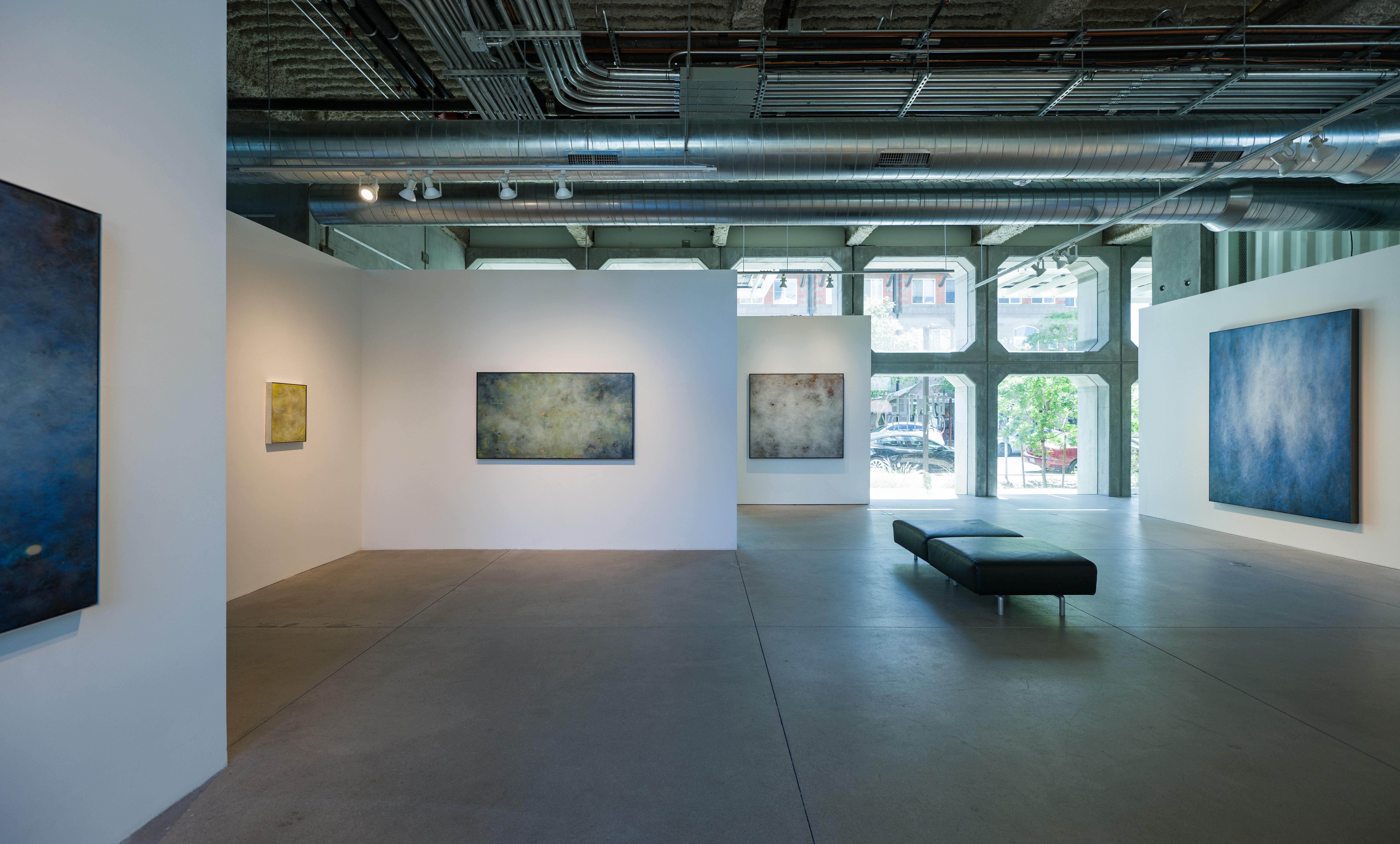 Kanaal, 2023, framed encaustic and oil on panel - Abstract Mixed Media Art by Raphaelle Goethals