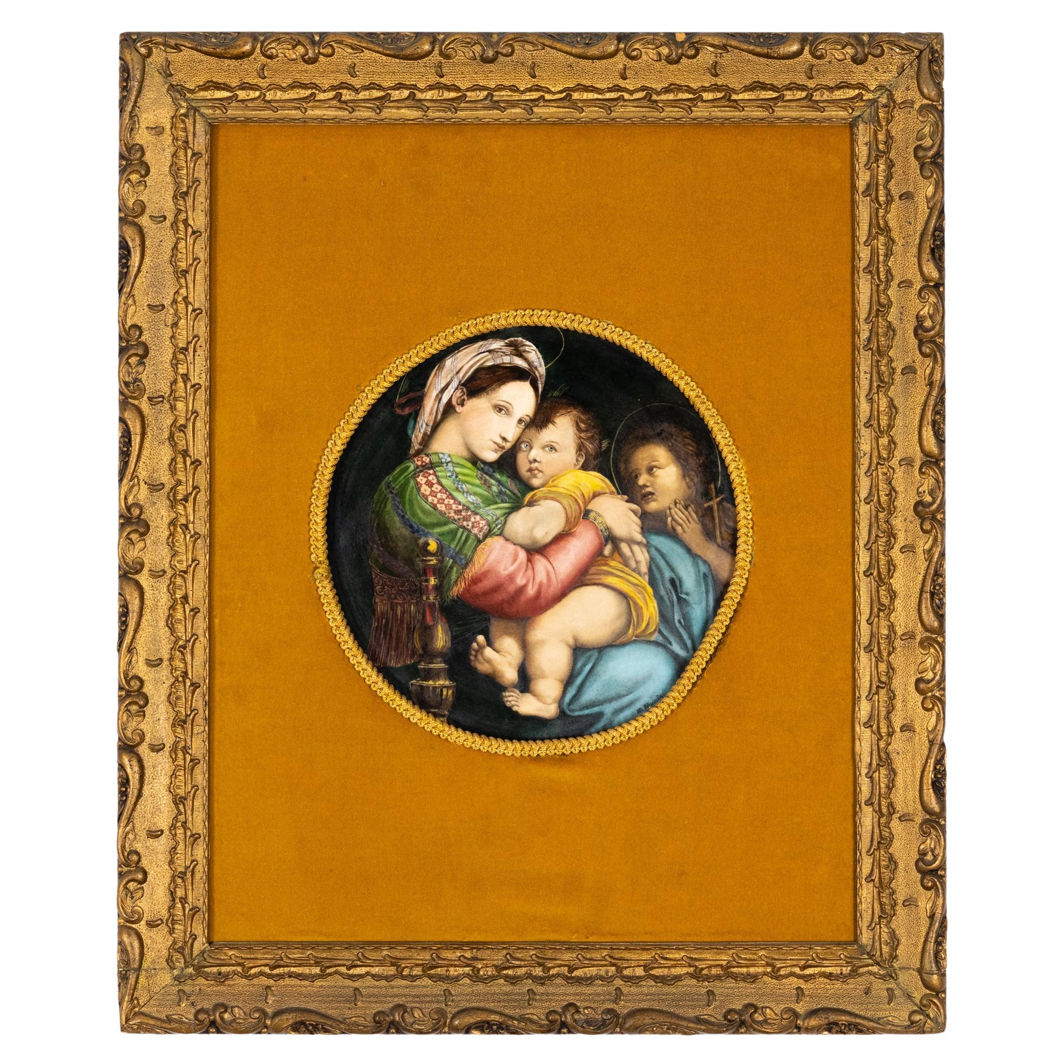 Die Madonna von Raphael Sèvres Porzellanmalerei von Marcel Prunier im Angebot