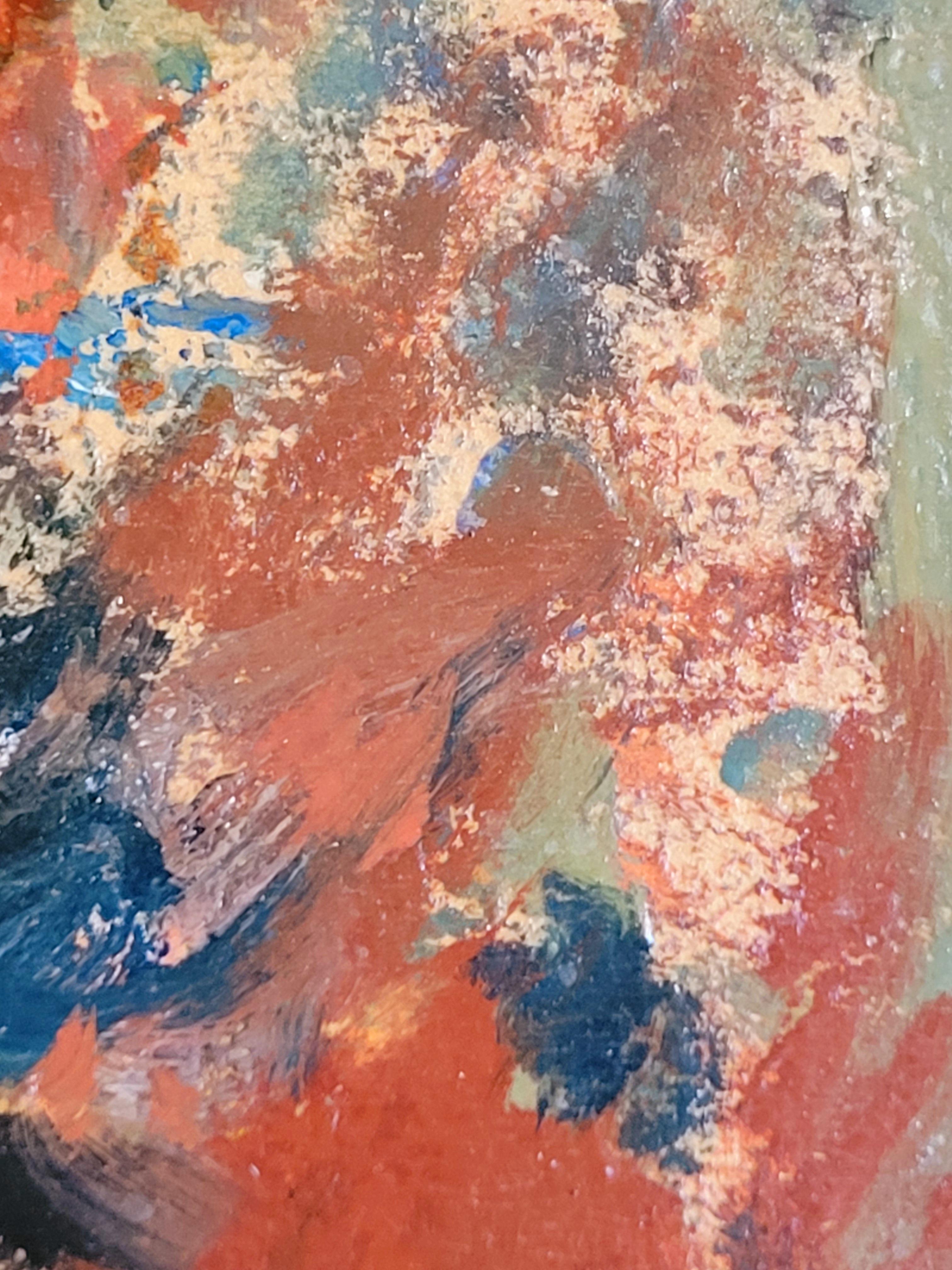 Mid-Century Abstract Expressionist Oil, 'La Vendeuse d'Oranges'. For Sale 7