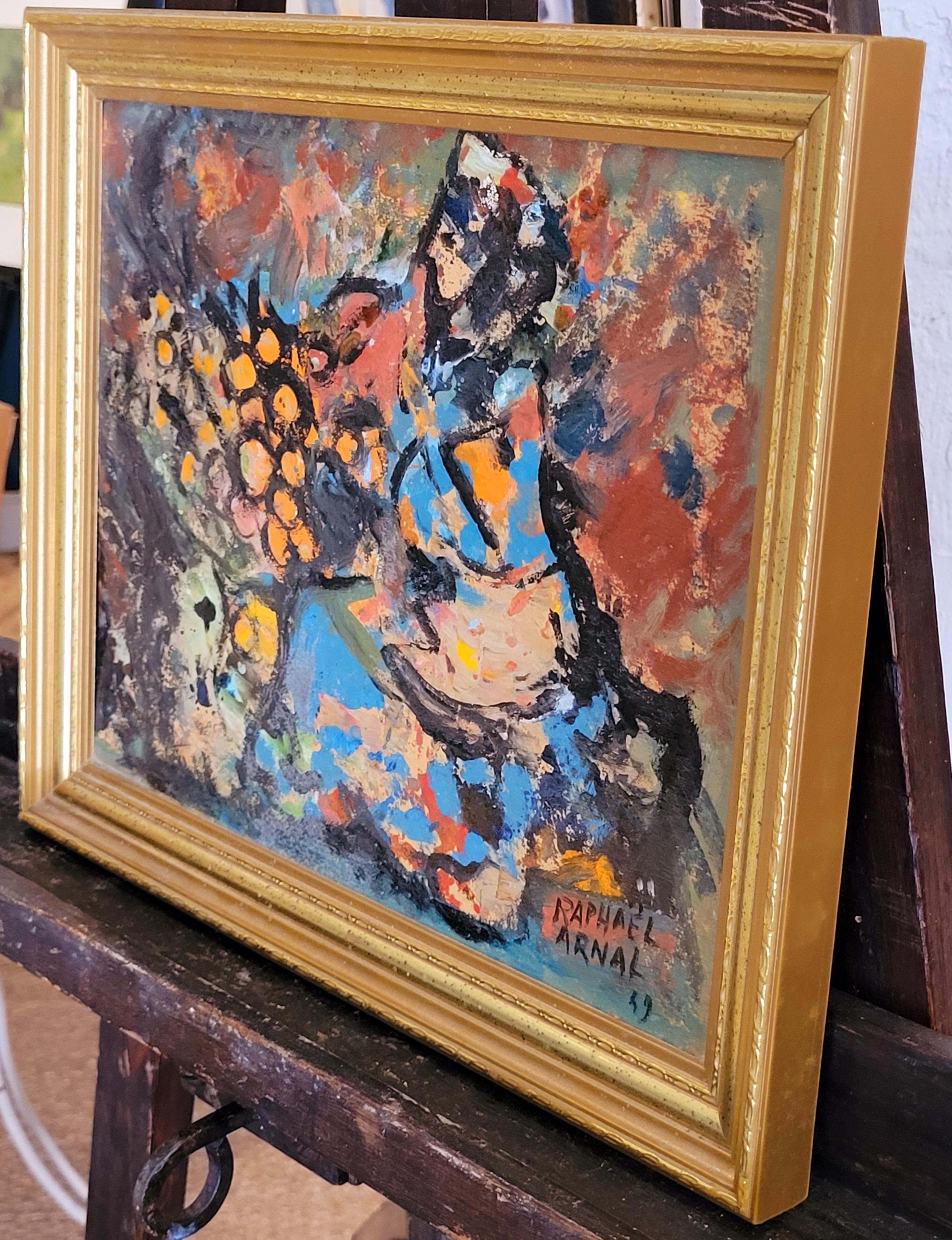 Mid-Century Abstract Expressionist Oil, 'La Vendeuse d'Oranges'. For Sale 10