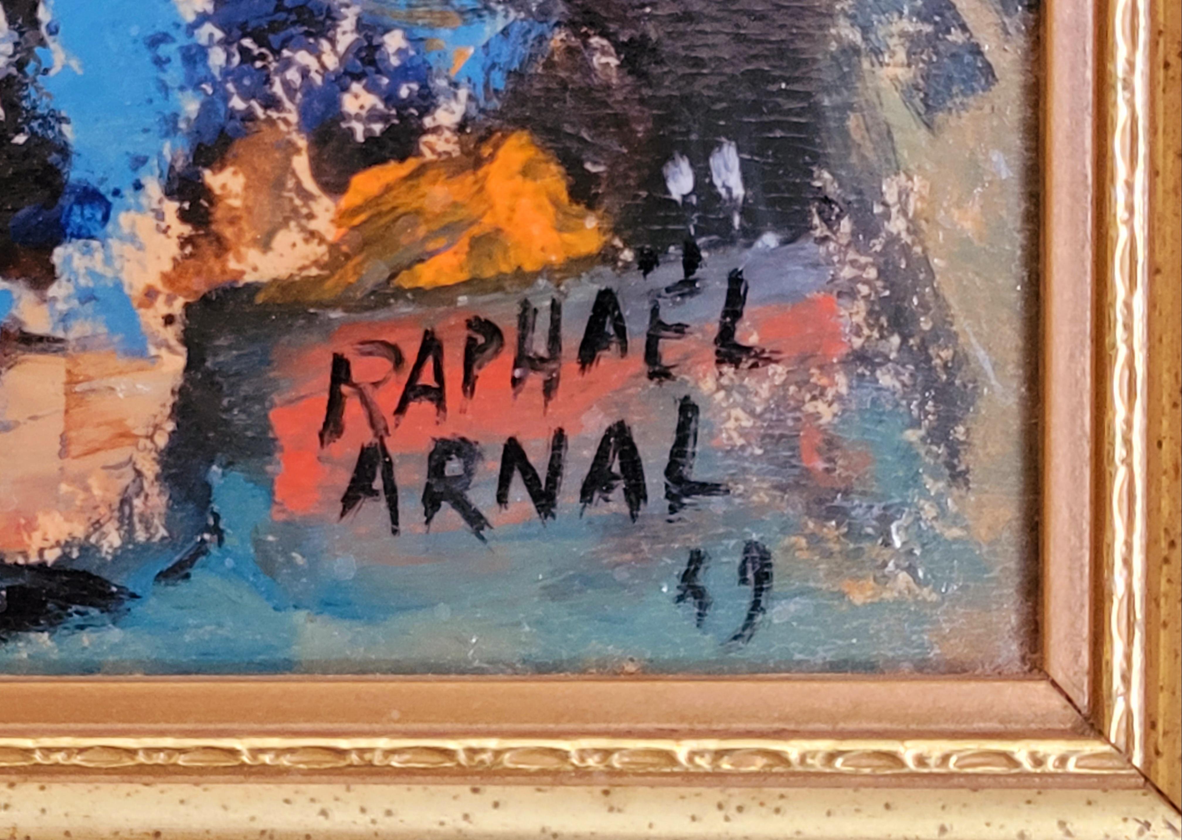 Mid-Century Abstract Expressionist Oil, 'La Vendeuse d'Oranges'. For Sale 1