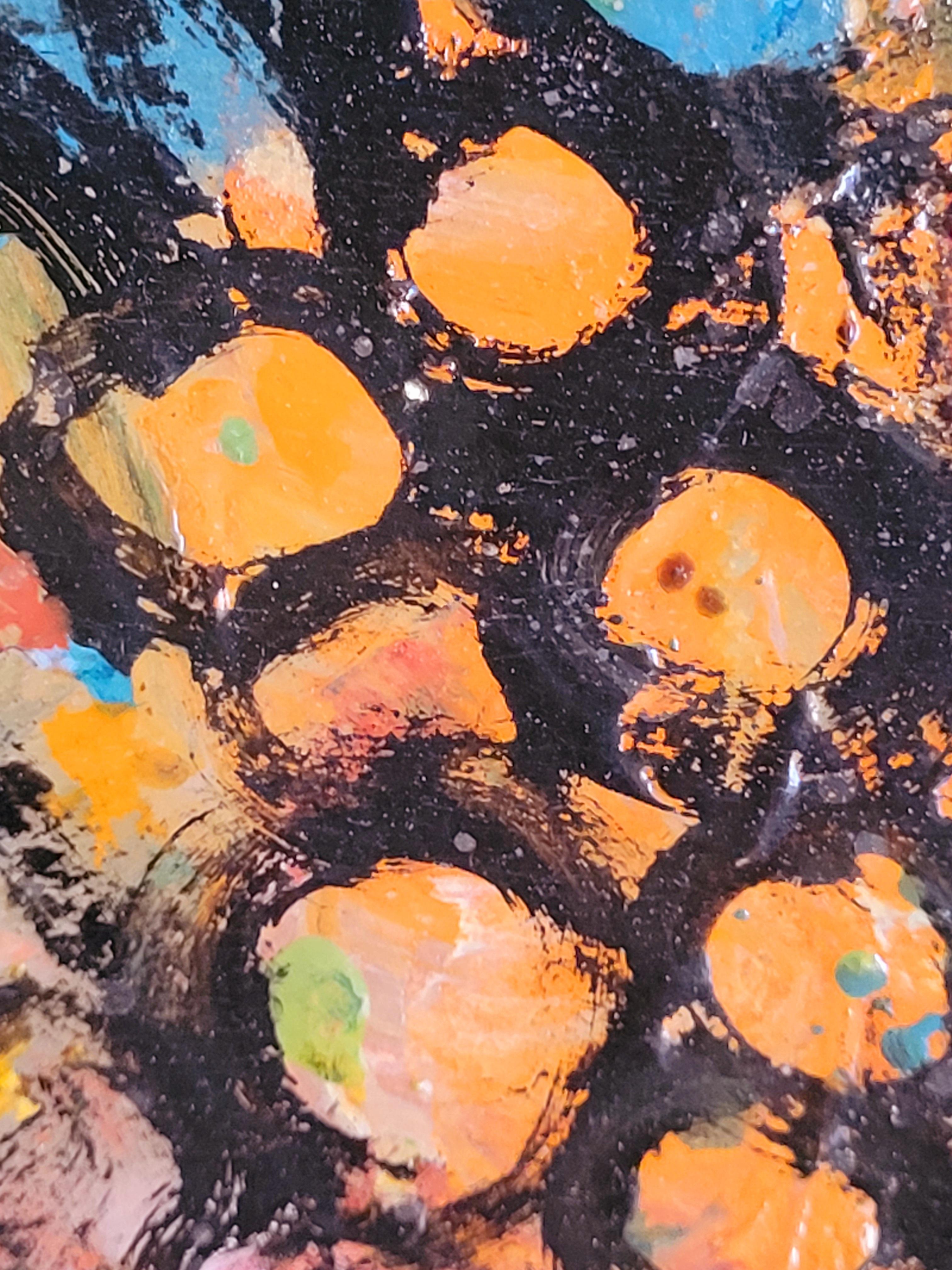 Mid-Century Abstract Expressionist Oil, 'La Vendeuse d'Oranges'. For Sale 5
