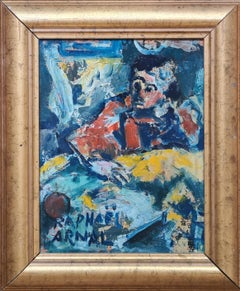 Mid Century French Expressionist Oil, La Couseuse