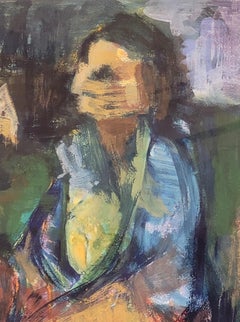 Mid Century French Expressionist Landscape Portrait, La Fermière Normande.