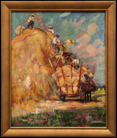 Antique "The Harvesters" Raphaël Dubois aka Chanterou (Belgium, 1888-1960)