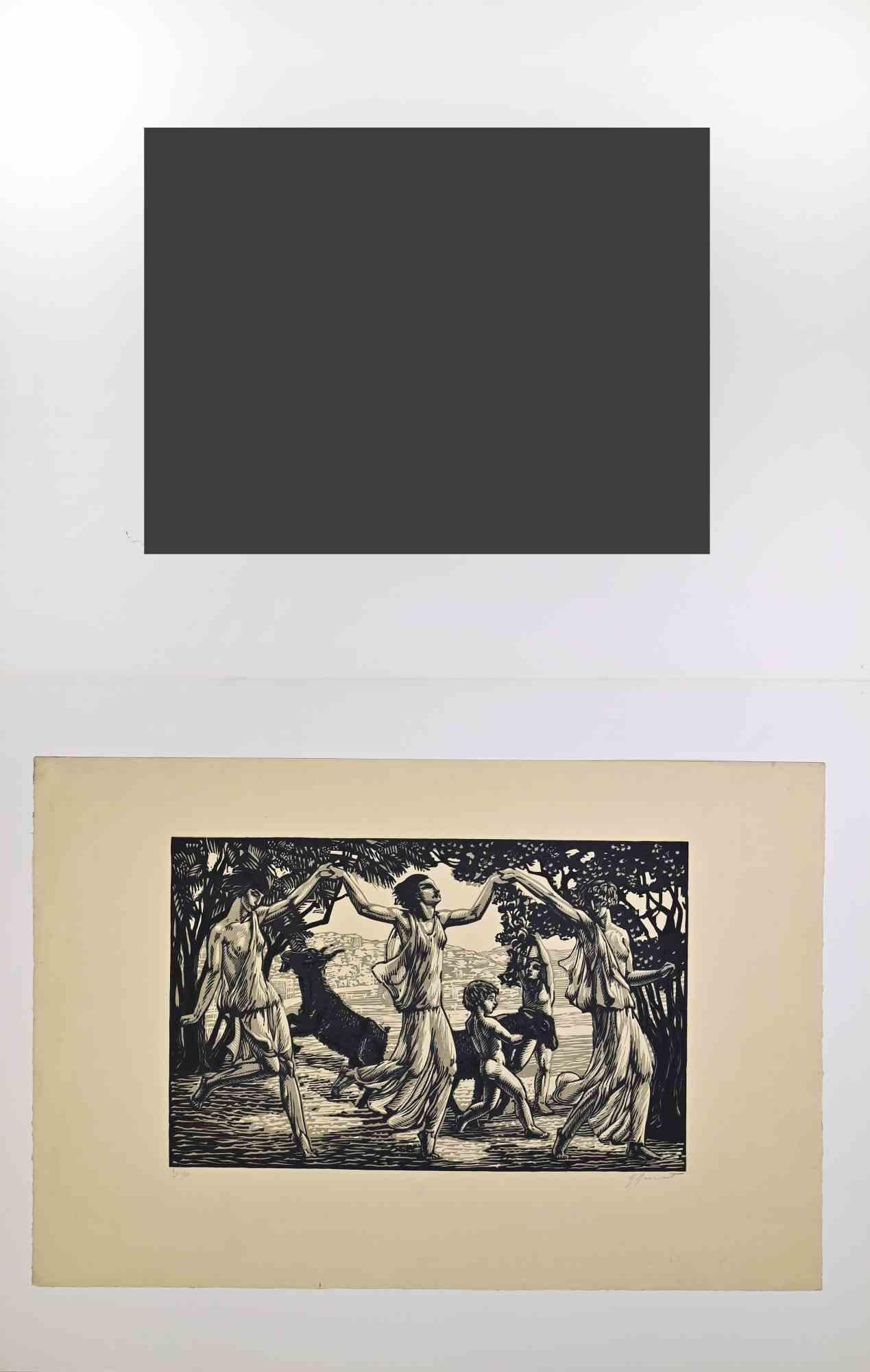 The Three Dancers - Woodcut by Raphaël Maurice - 1920s For Sale 1