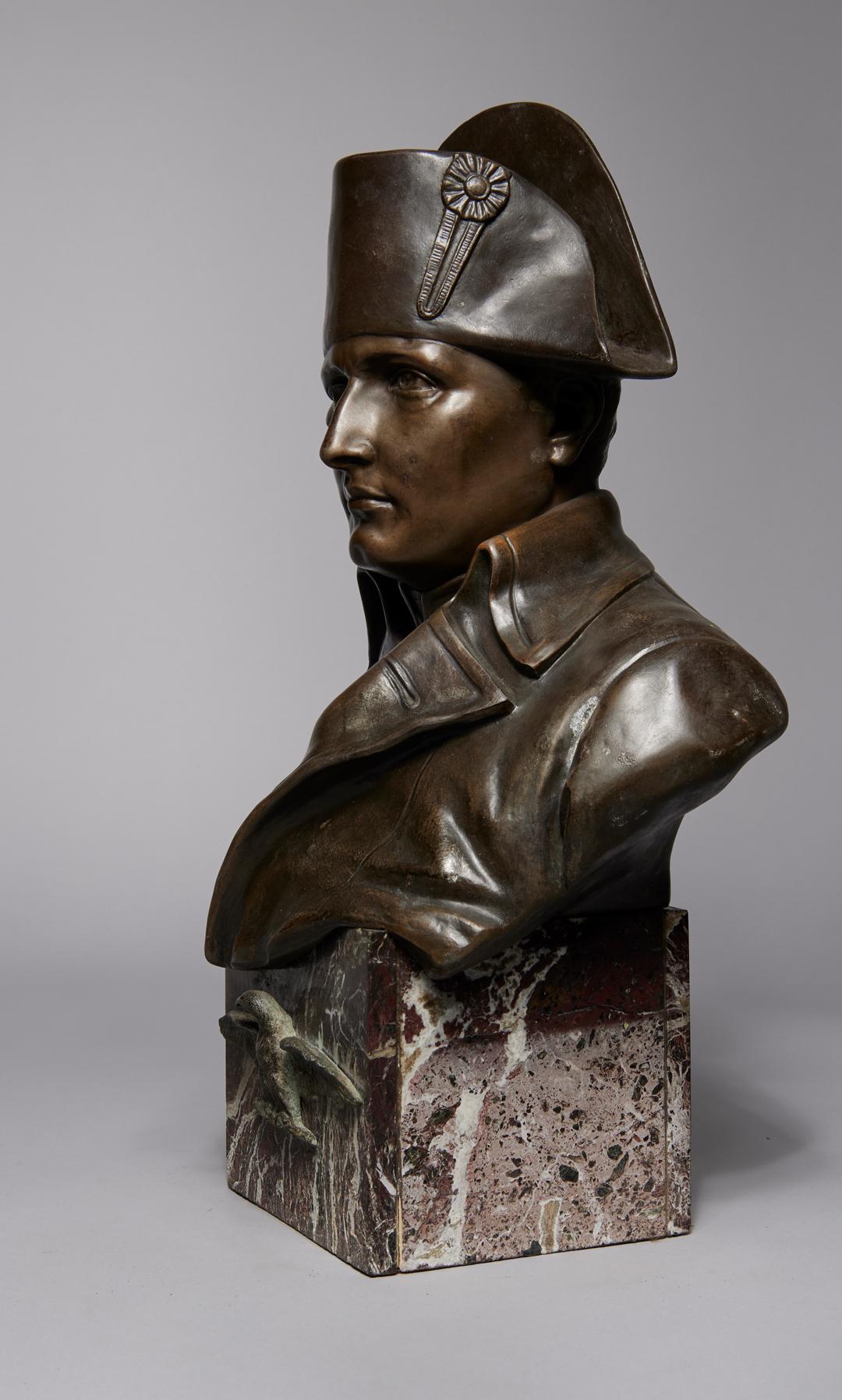 Late 19th Century Bronze Bust of Napoleon Sculpture, Italian Artist - Gold Figurative Sculpture by Raphaël Nannini