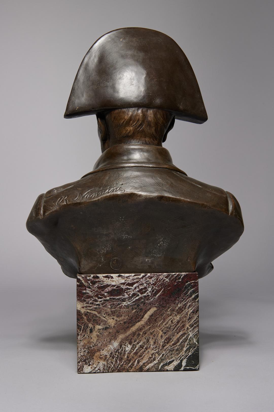 Raphaël Nannini (Italian, 1852-1925)
Napoleon Bust, Late 19th Century
Bronze on marble base
Signed on back
17 x 11 x 8 inches

Raphael Nannini was born in Florence. He exhibited at the Paris salons and executed bronze and ivory works for the French