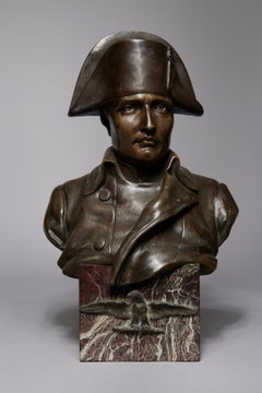 Antique Late 19th Century Bronze Bust of Napoleon Sculpture, Italian Artist