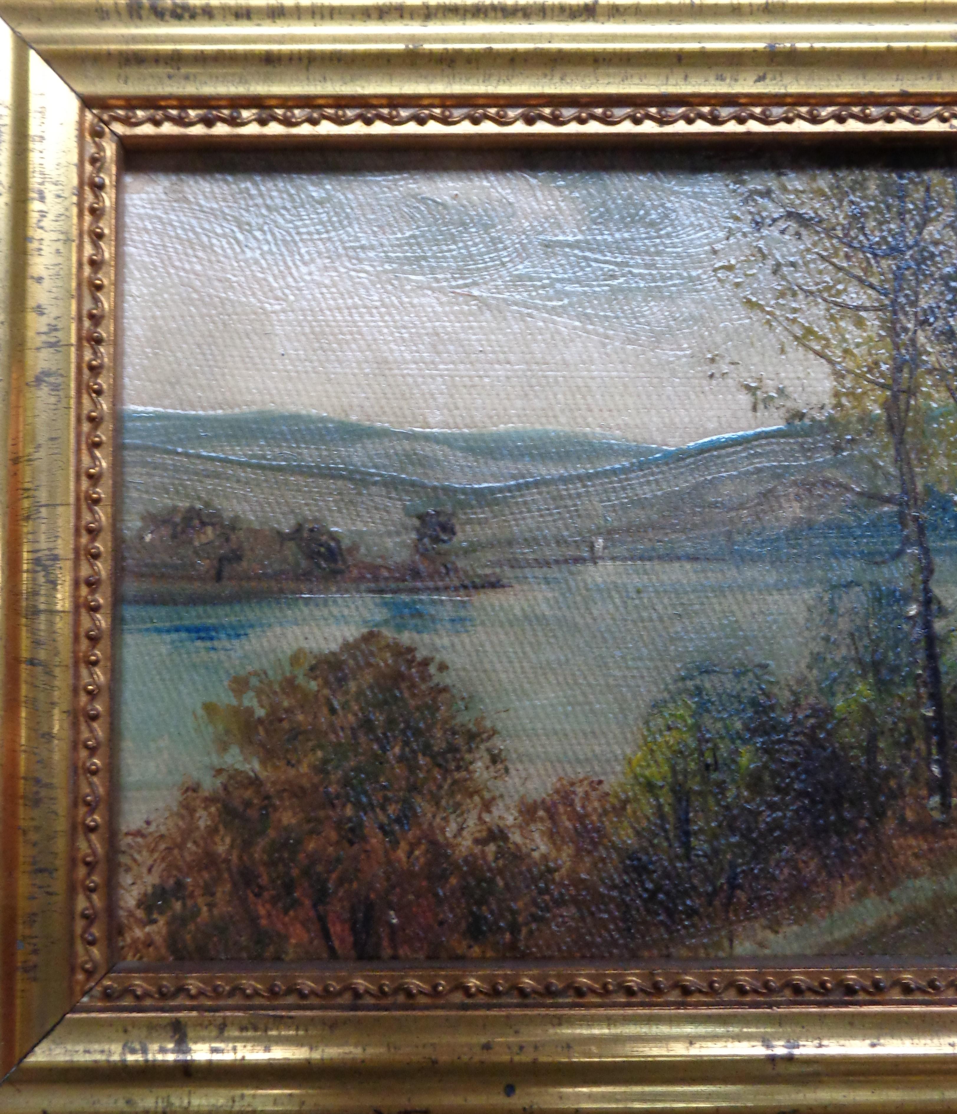  American Artist Autumn Lake Oil Painting Rapheal Sensman NJ PA For Sale 2