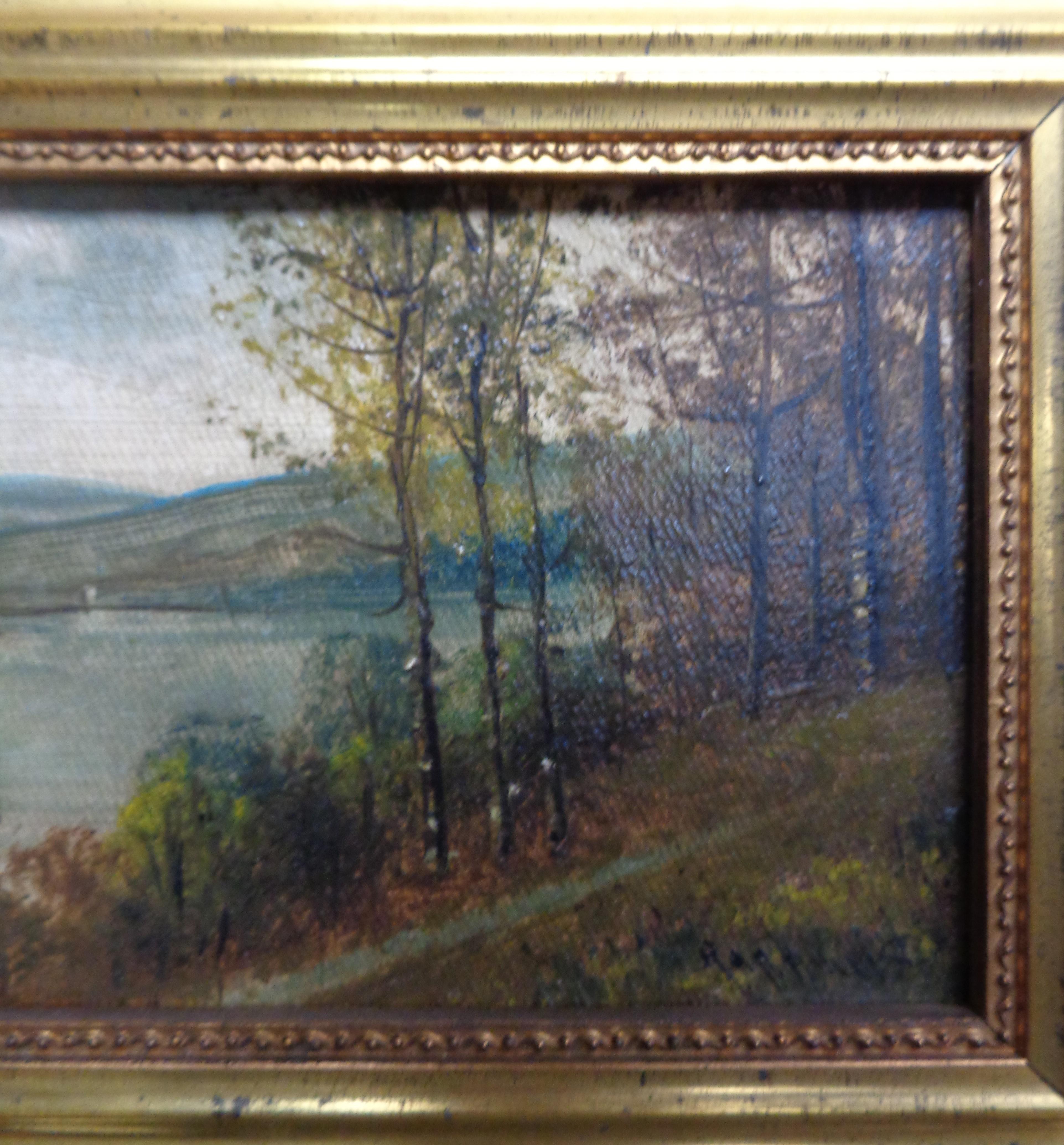  American Artist Autumn Lake Oil Painting Rapheal Sensman NJ PA For Sale 3