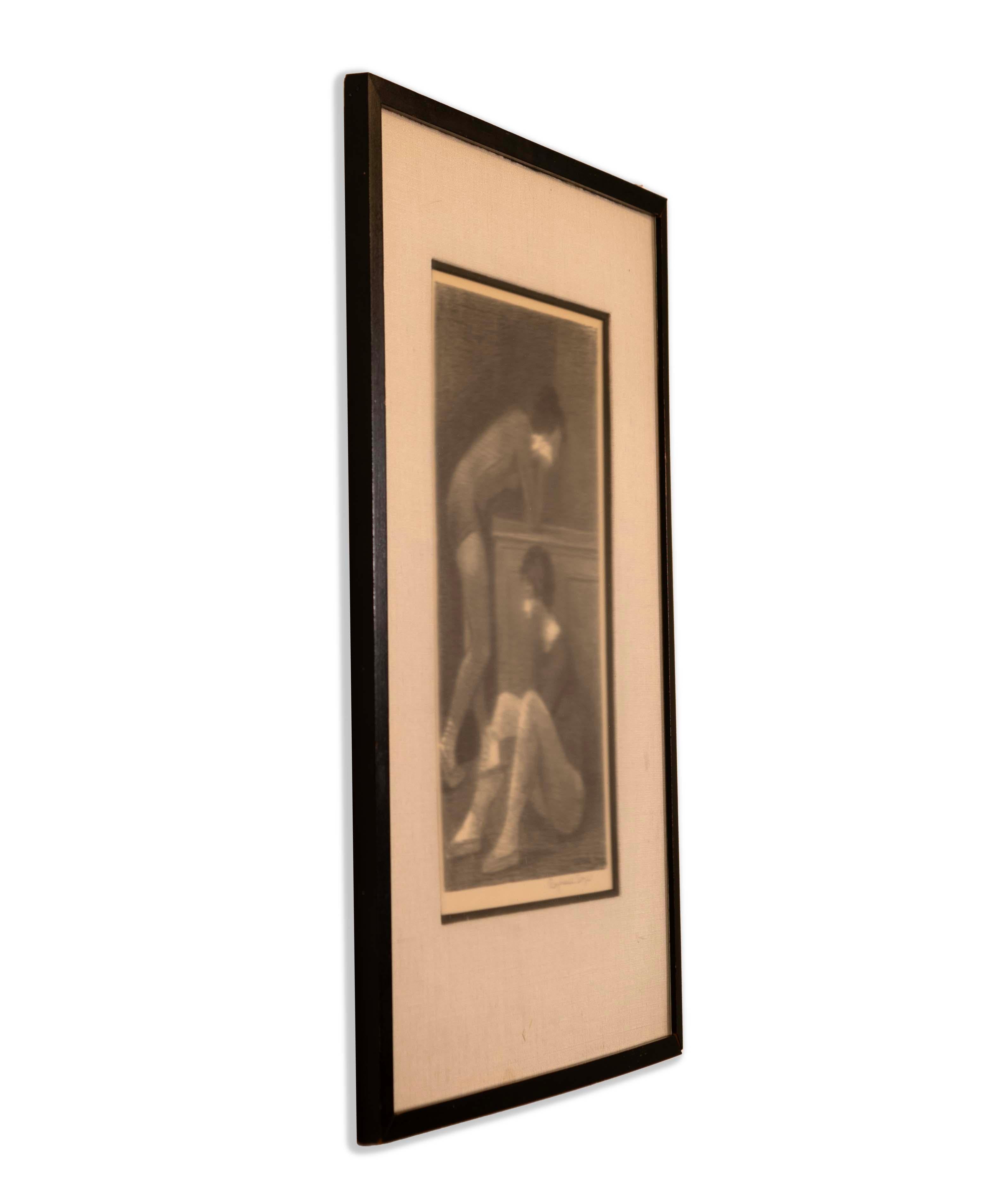 Raphel Soyer Tänzerinnen, signierte moderne figurative Vintage-Lithographie auf Papier, signiert, 1954 im Zustand „Gut“ im Angebot in Keego Harbor, MI