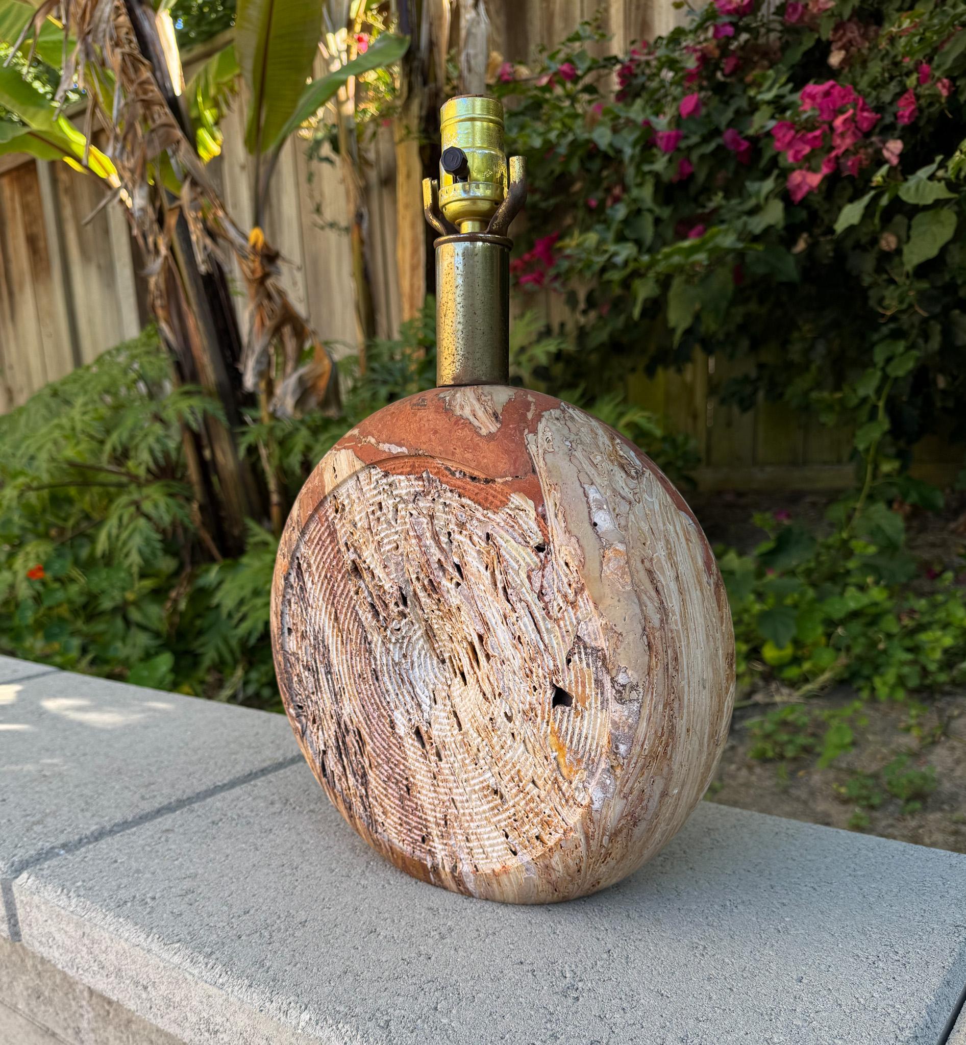 20th Century Rapolano Travertine Lamp by Fratelli Mannelli, Italy, c.1970 For Sale