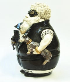 Rapper with Dog, Design Decorative Centerpiece Handmade Italy 2020, Hand-Crafted