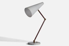 Raptek Milano, lampada da tavolo, ottone, metallo, acrilico, marmo, Italia, anni '50