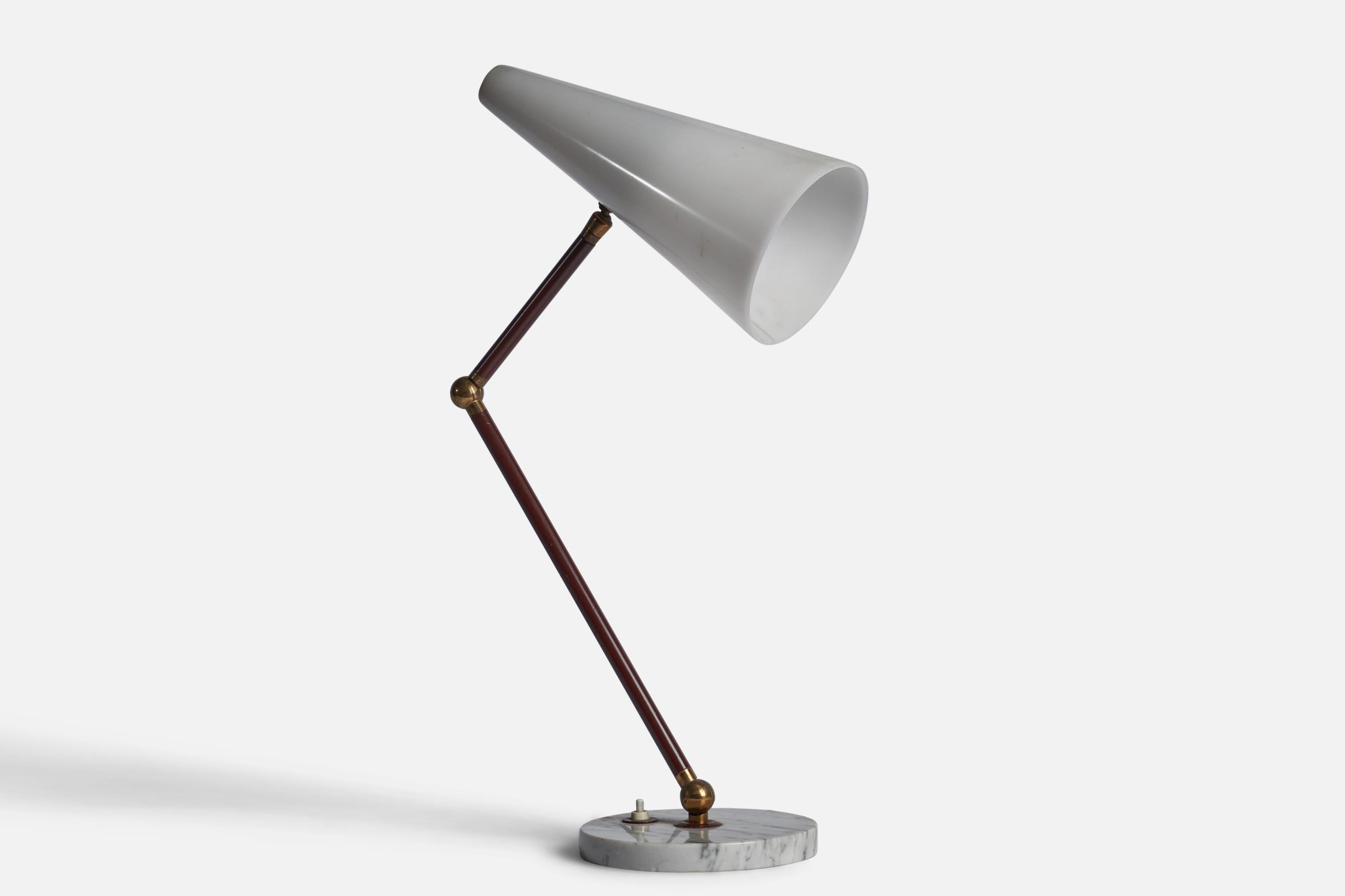 Mid-Century Modern Raptek Milano, Table Lamp, Brass, Metal, Acrylic, Marble, Italy, 1950s For Sale